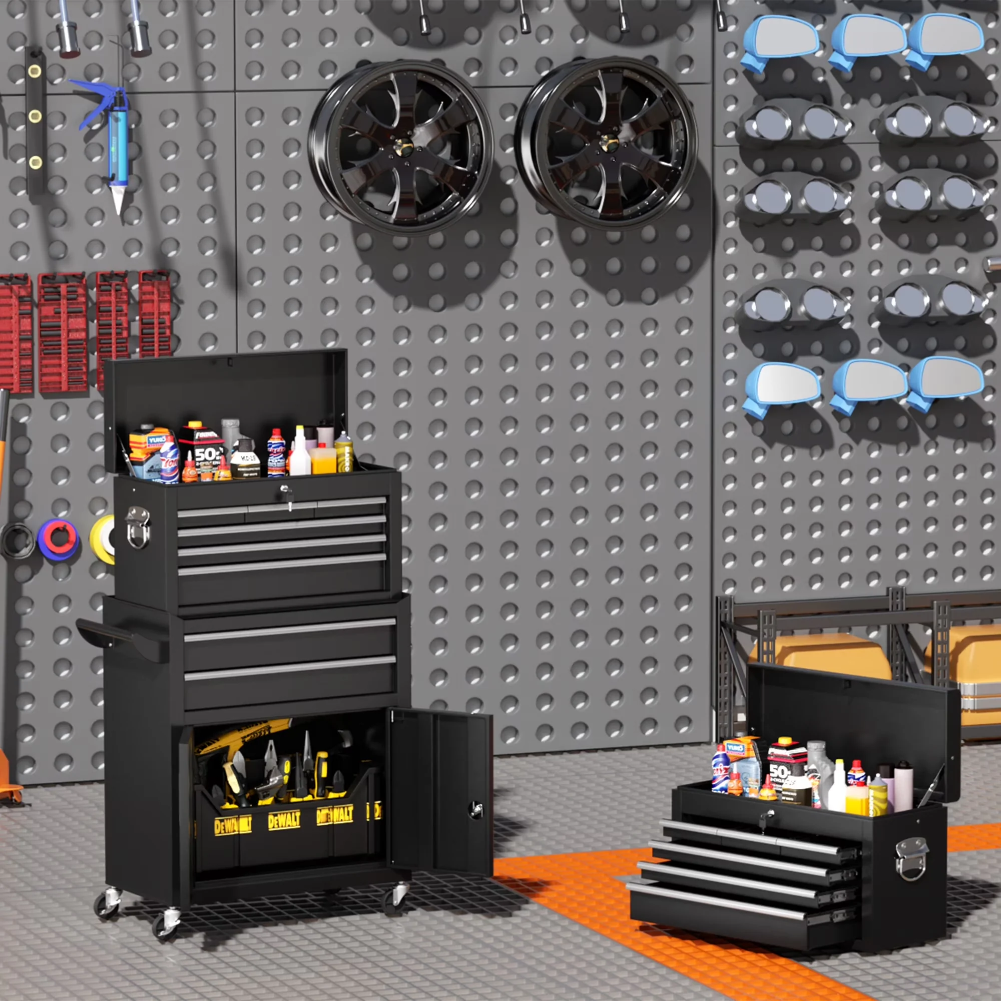 Compact Toolstorage with Rolling, Lockable, Storage - Metal, Steel for Garage, Studio Model 0268F2