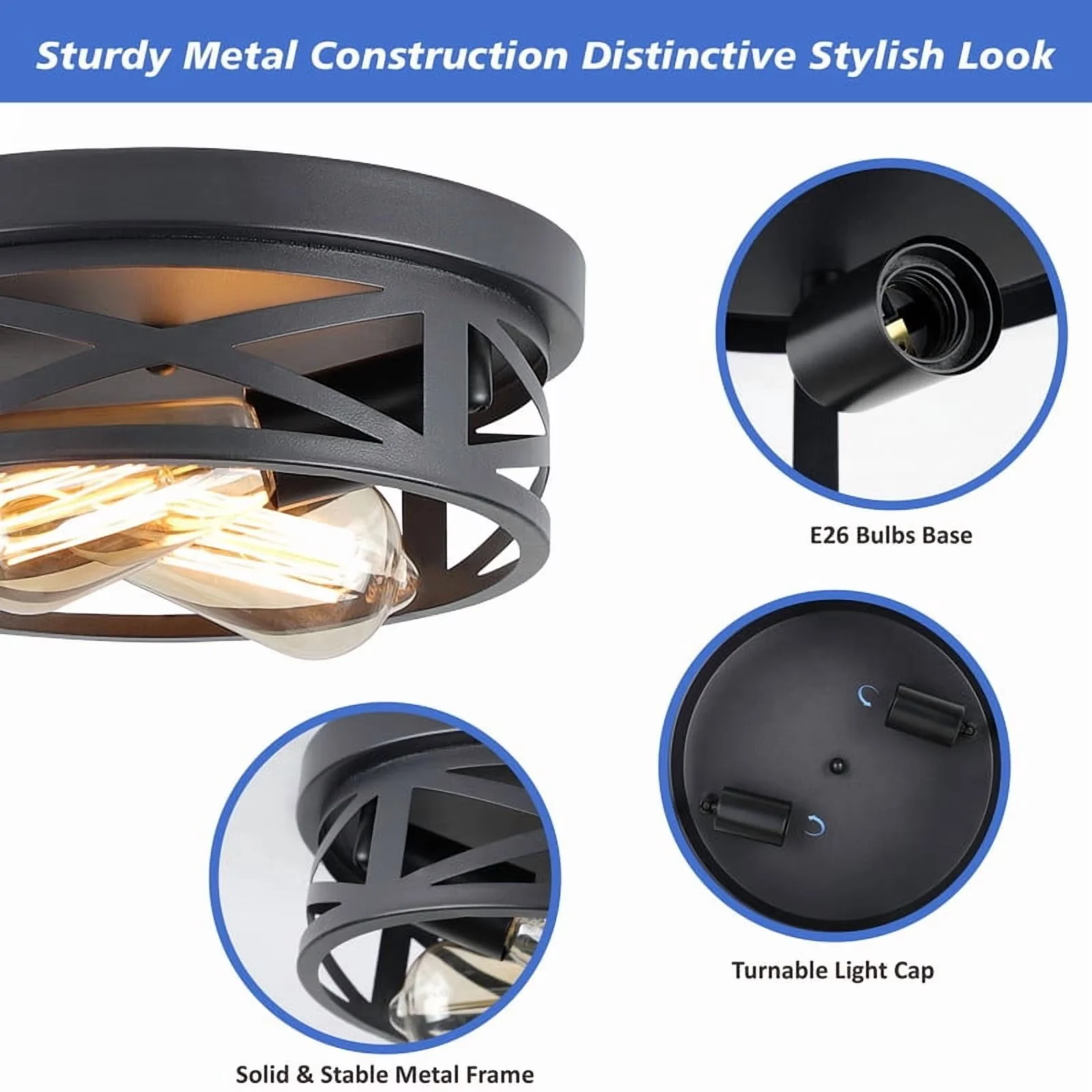 Classic Ceiling Lights Fixture with LED, Farmhouse - Black Iron for Dining Room, Kitchen Model 141156