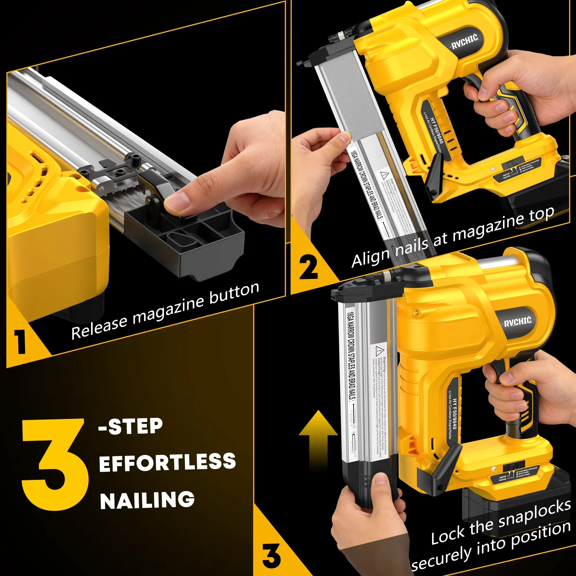 Air Tools Compressor Premium with Battery, With Led Lights, 18GA Cordless Brad Nailer - Model 9CF161