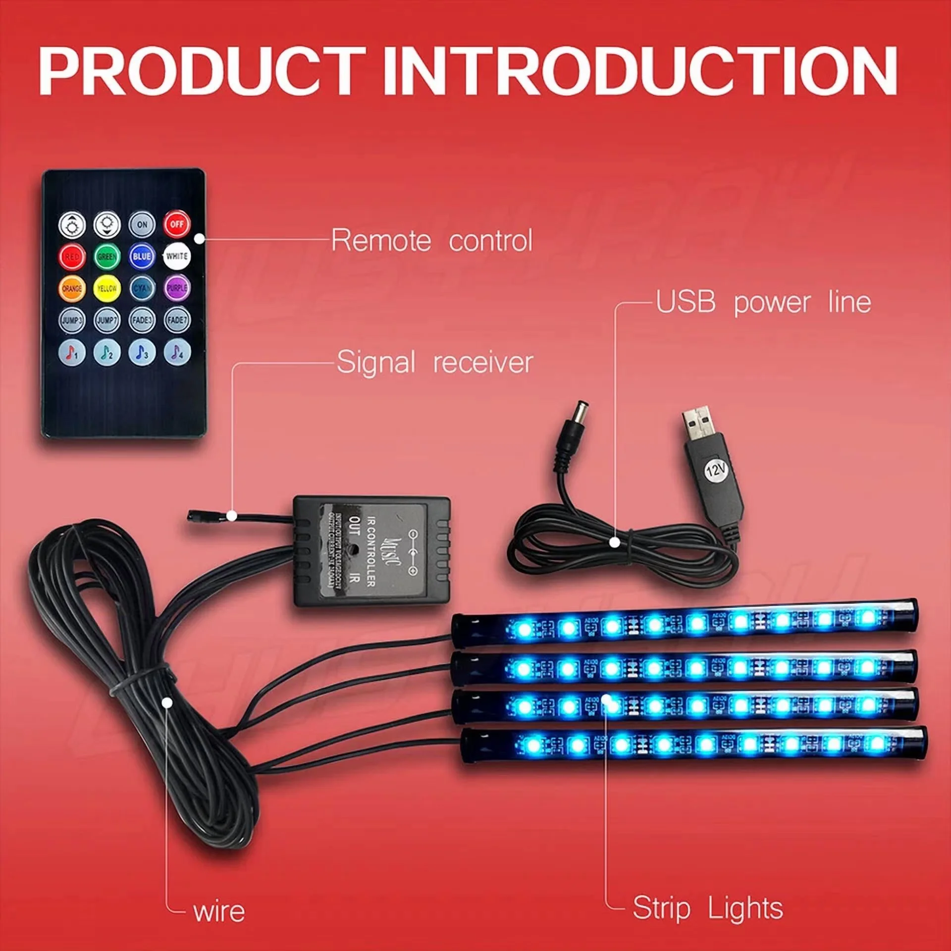 Modern Led Lighting with LED, Remote Controlled - Multicolor 4Pc - Low Maintenance Model 9851DA