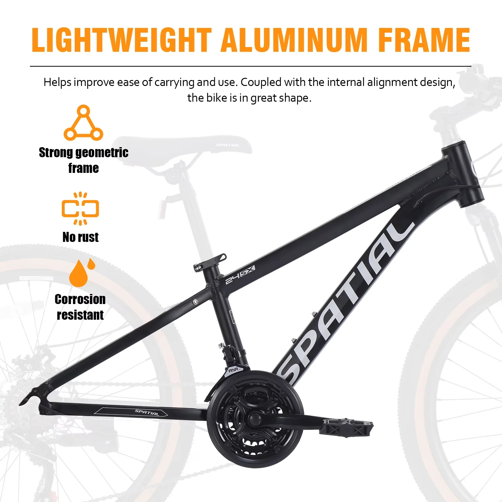 Efficient Mountain Bike with Adjustable Seat, Lightweight, 24 inch - Black Model 341ED7