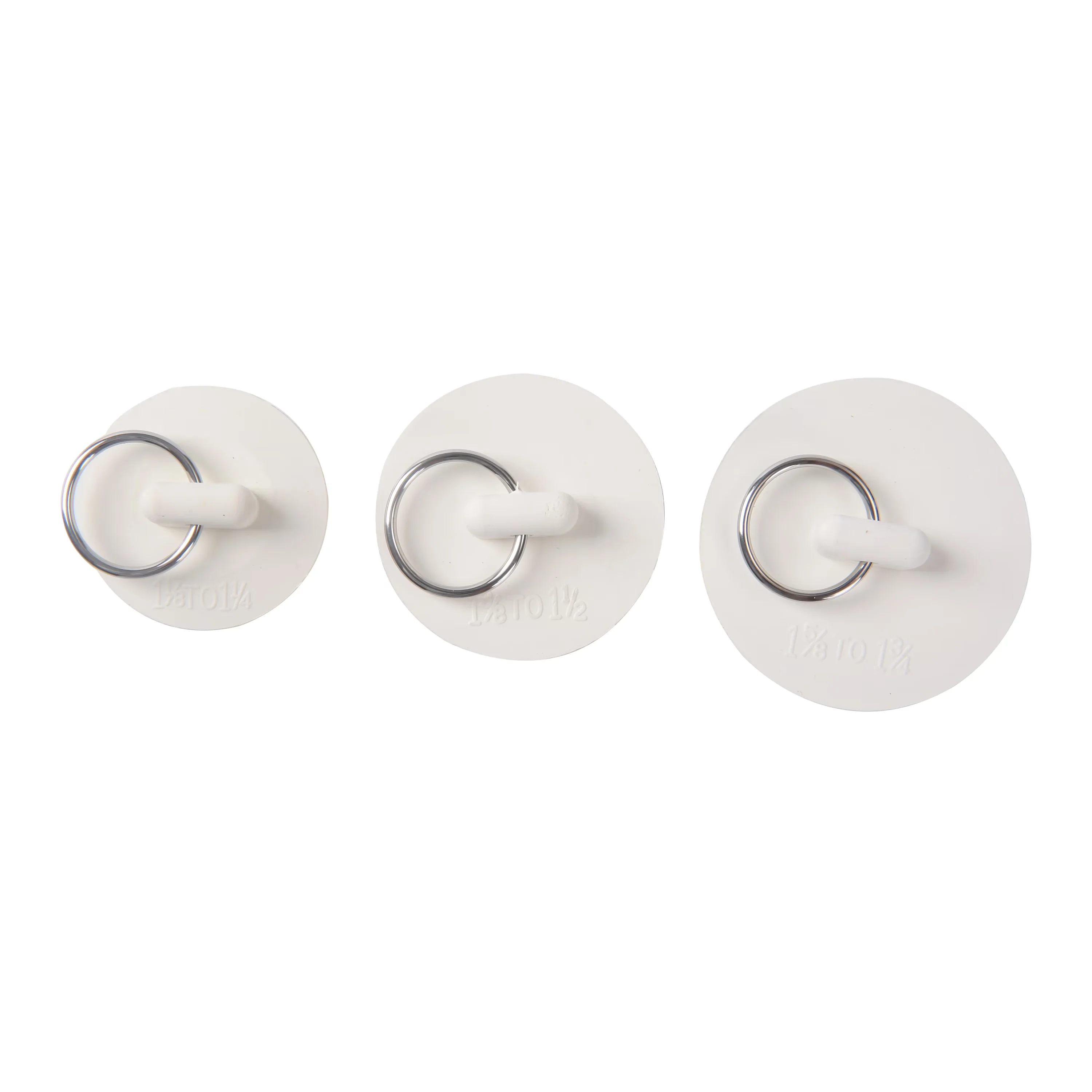 Classic Plumbing with Anti-Clogging, Rings, 3 Piece Rubber Sink Stoppers - White Rubber, Stainless Steel Model 258156