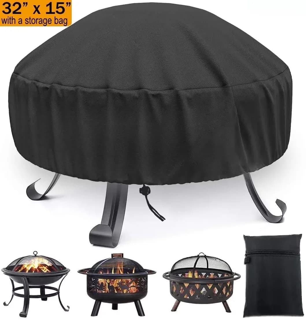 Classic Outdoor Heating with Waterproof, Fire Pit Cover Round - Black 32" x 15" Model 04355C