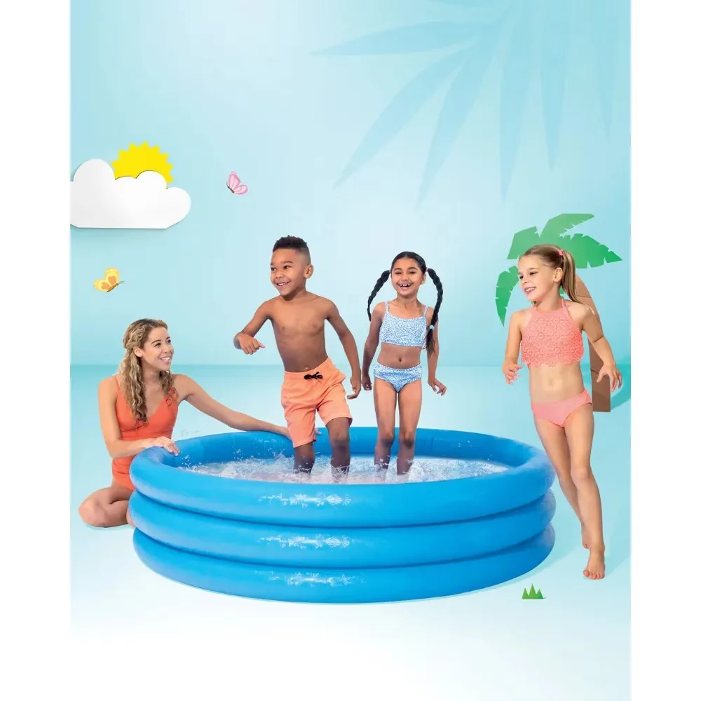 Sleek Inflatable Pool with Crystal Blue Kiddie 66 Inch x 15 Inch, Durable Backyard for Outdoor - Model B733A0