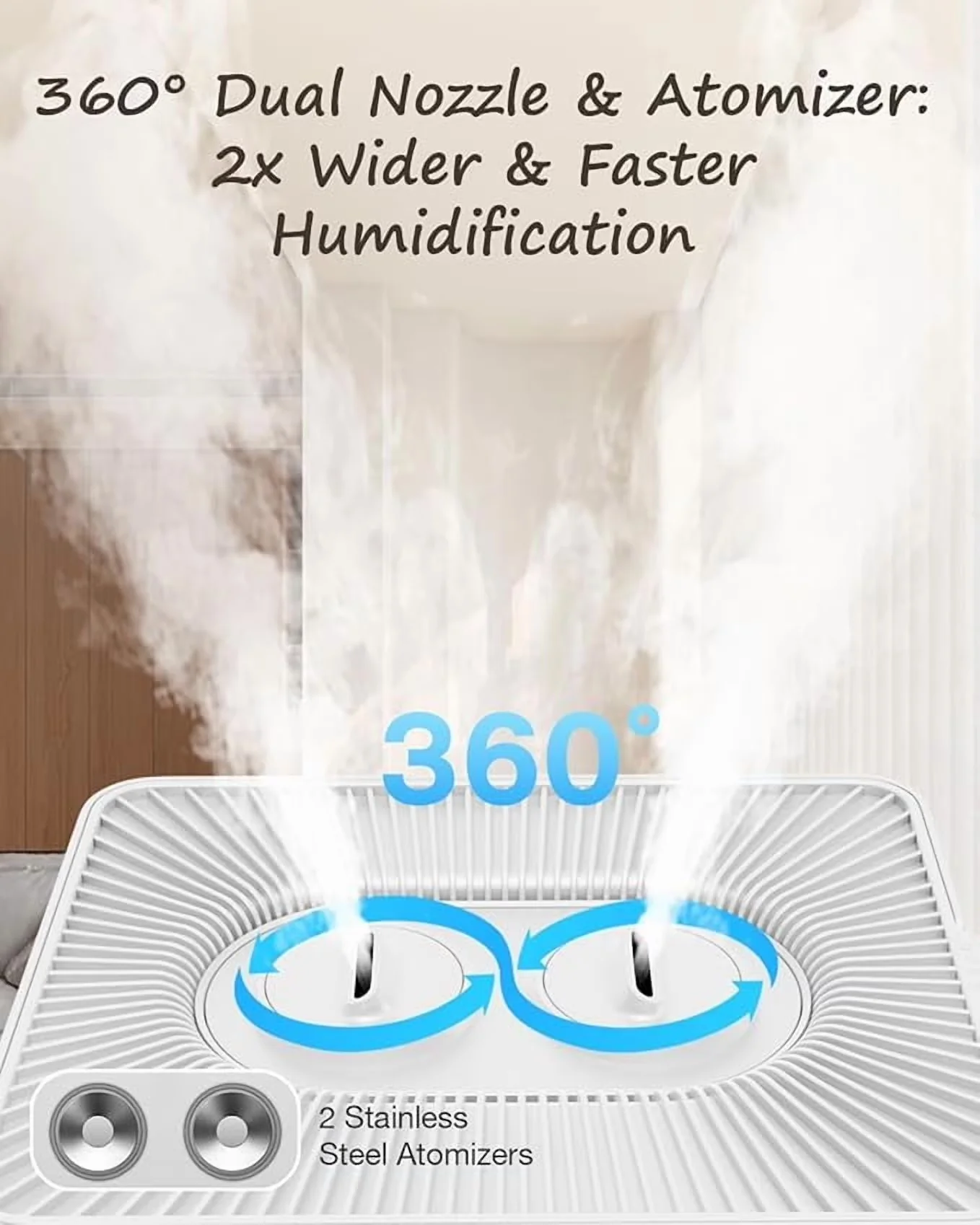 Humidifier Compact with Remote Controlled, Empty Tank Indicator, Automatic Moisture Control - White Model 1122C5