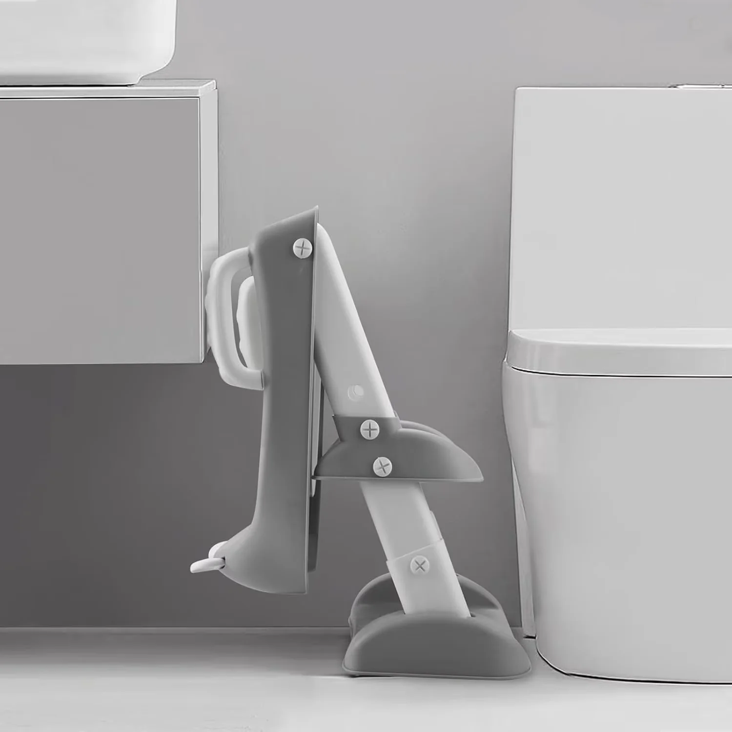 Bathroom Renovation Innovative with Foldable, Comfortable Safe Potty Seat - Gray Silicone Model D79329