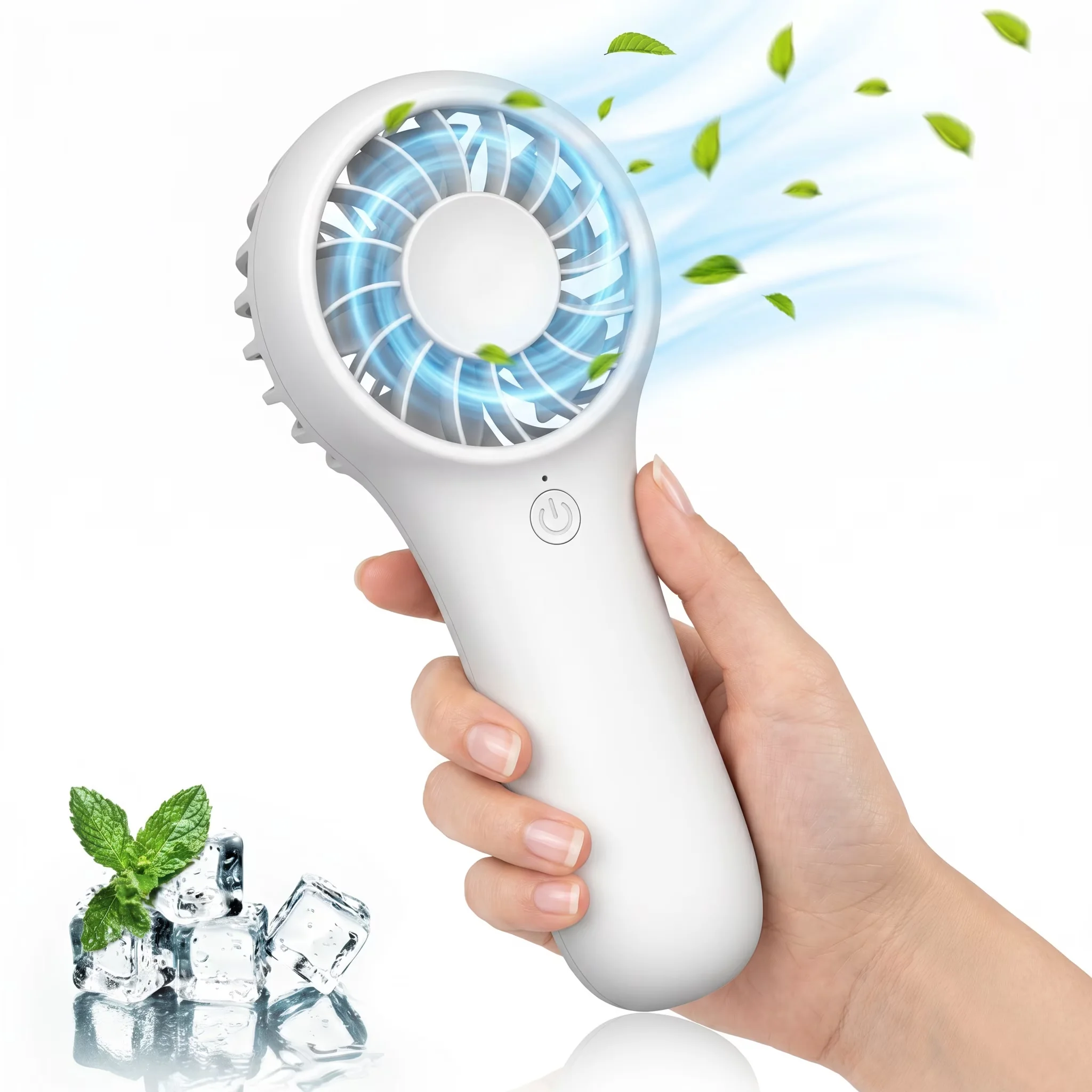Sleek Fans In Cooling with Led Display, Handheld Mini Fan - White - Premium Collection Model 5F2B1E