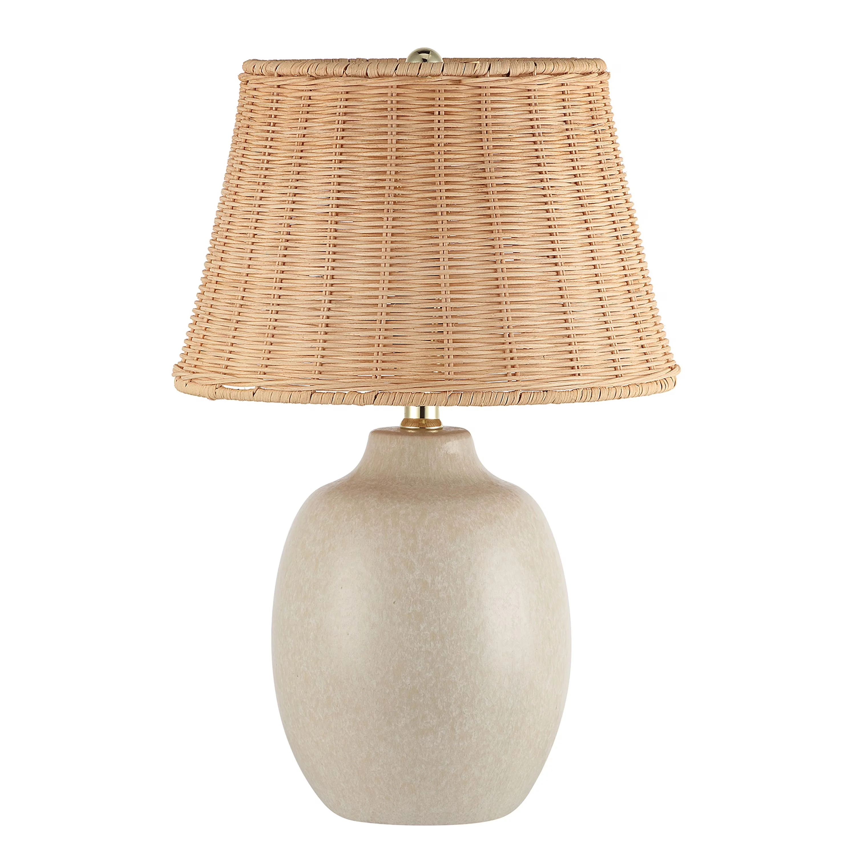 Durable Table Lamp with Incandescent, Standard Lamps, Traditional - Beige, Brown, Multicolor Ceramic, Rattan, Iron, Plastic Model 488C74