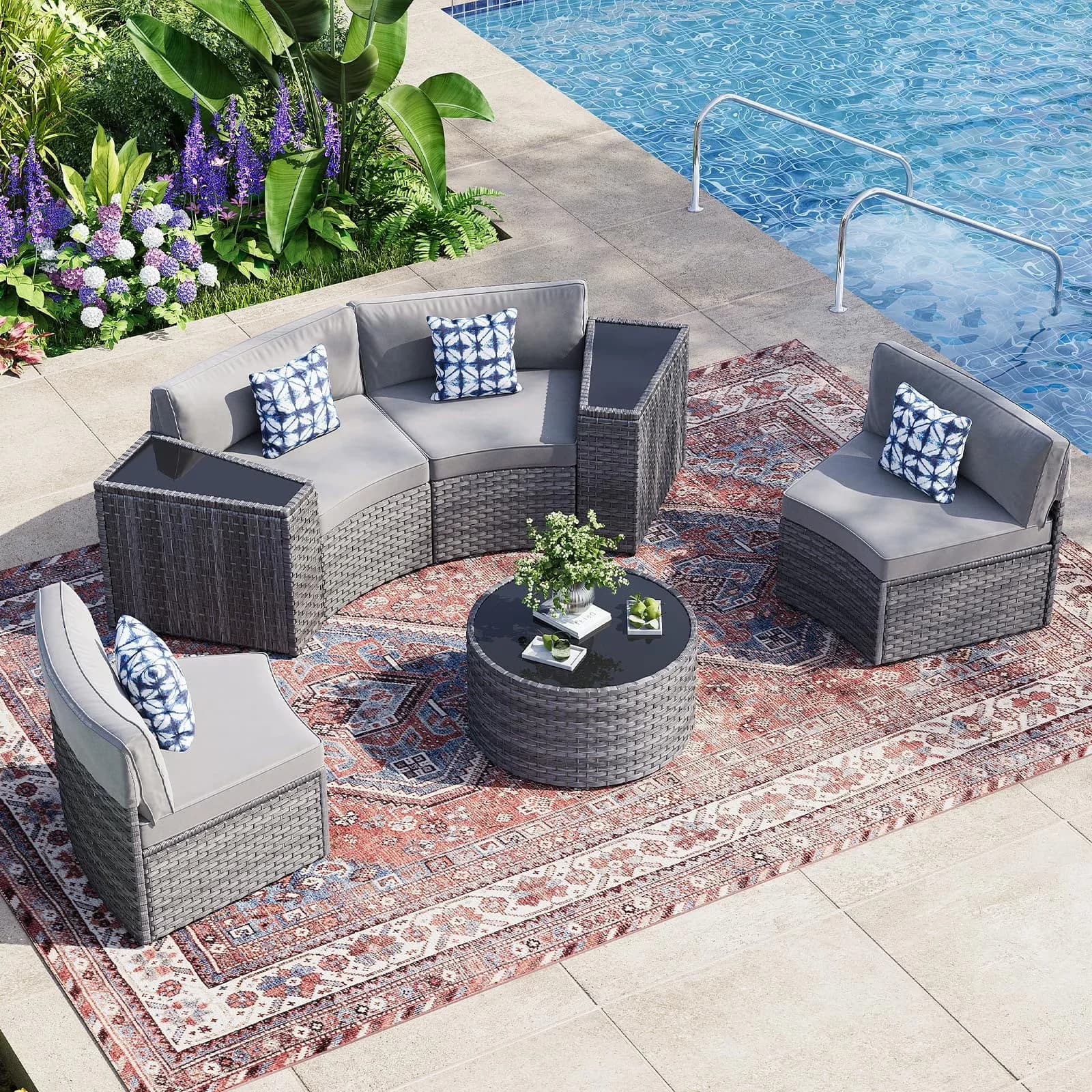 Outdoor Sofas Sectional Modern with Modern, Contemporary - Gray Rattan Model 5D4DA1
