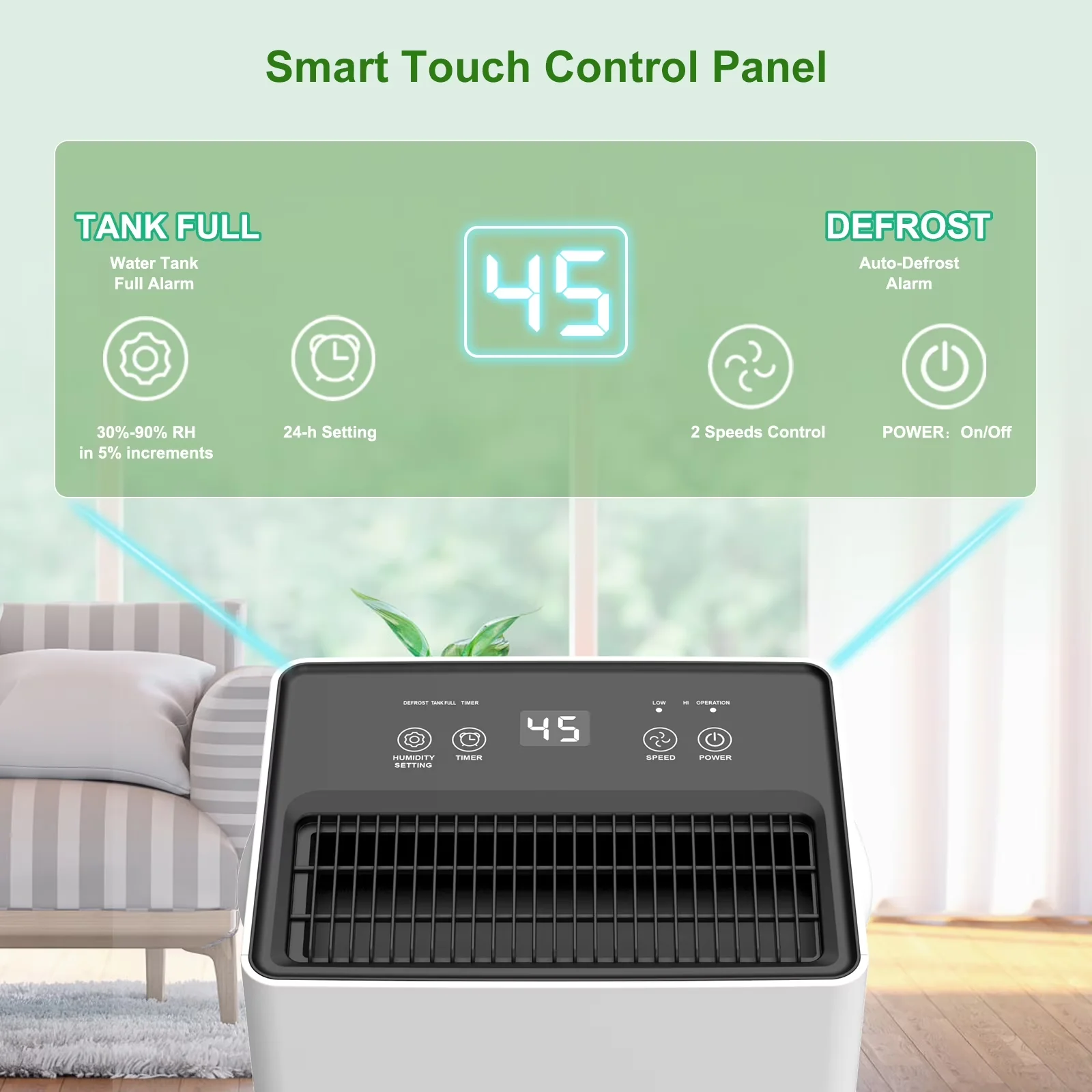 Dehumidifier Professional with Bucket Full Indicator, Automatic Defrost Control - White Model 20CE6E