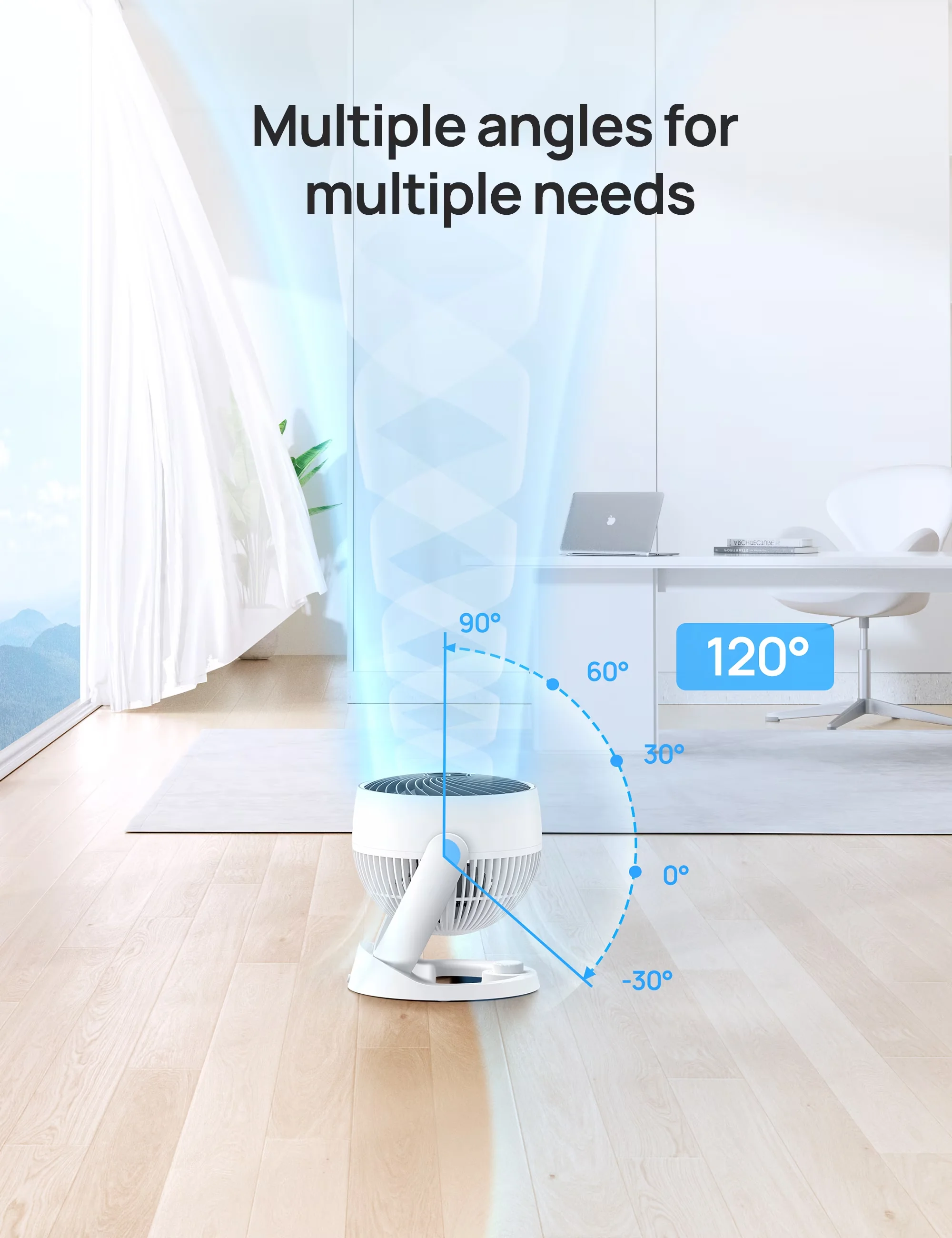 Fans In Cooling Essential with Rotating Head, Fan - Plastic White for Bedroom Model 09096D