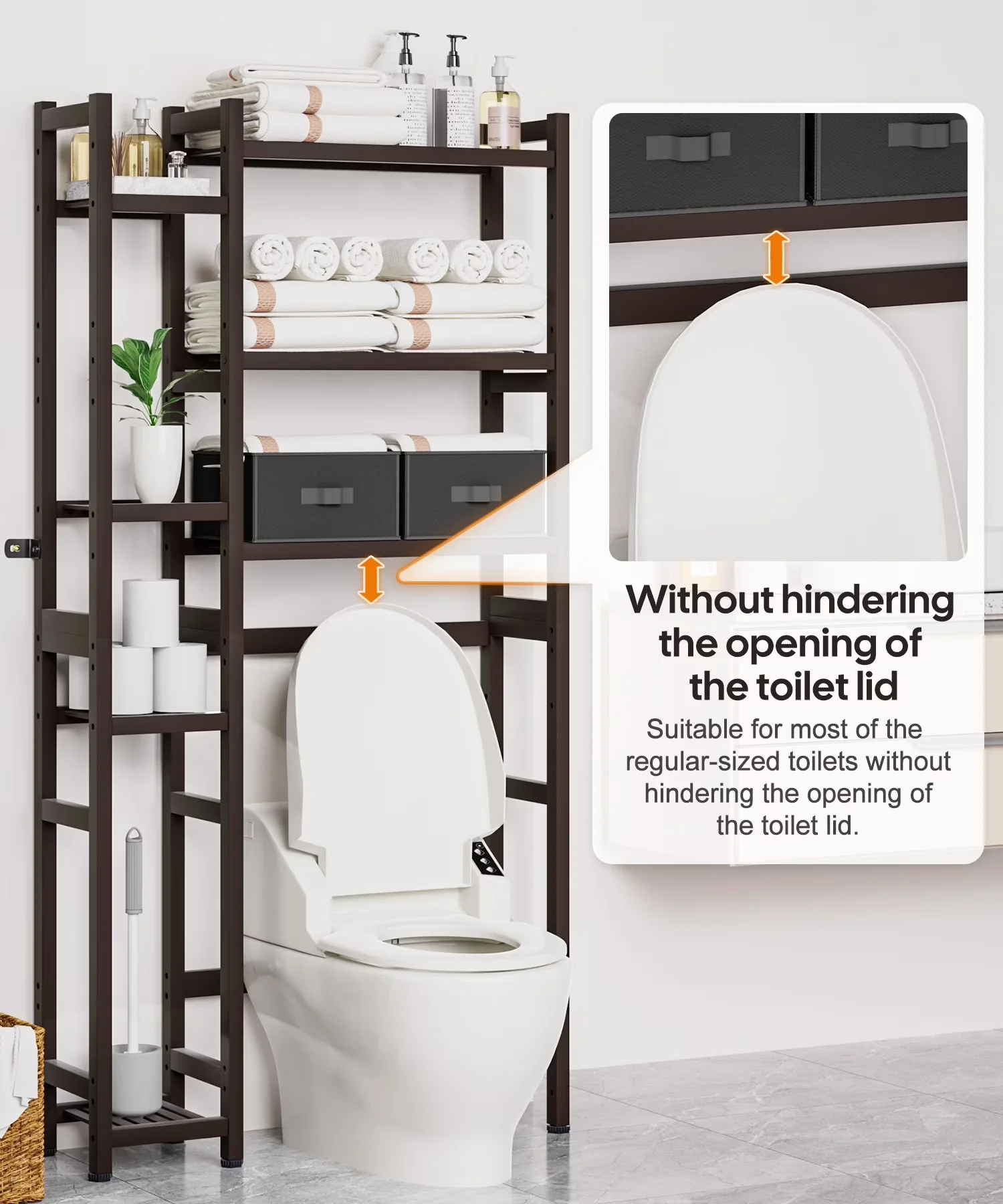 Bathroom Renovation Durable with Expandable, Adjustable Rack - Bamboo Brown Model E6C463