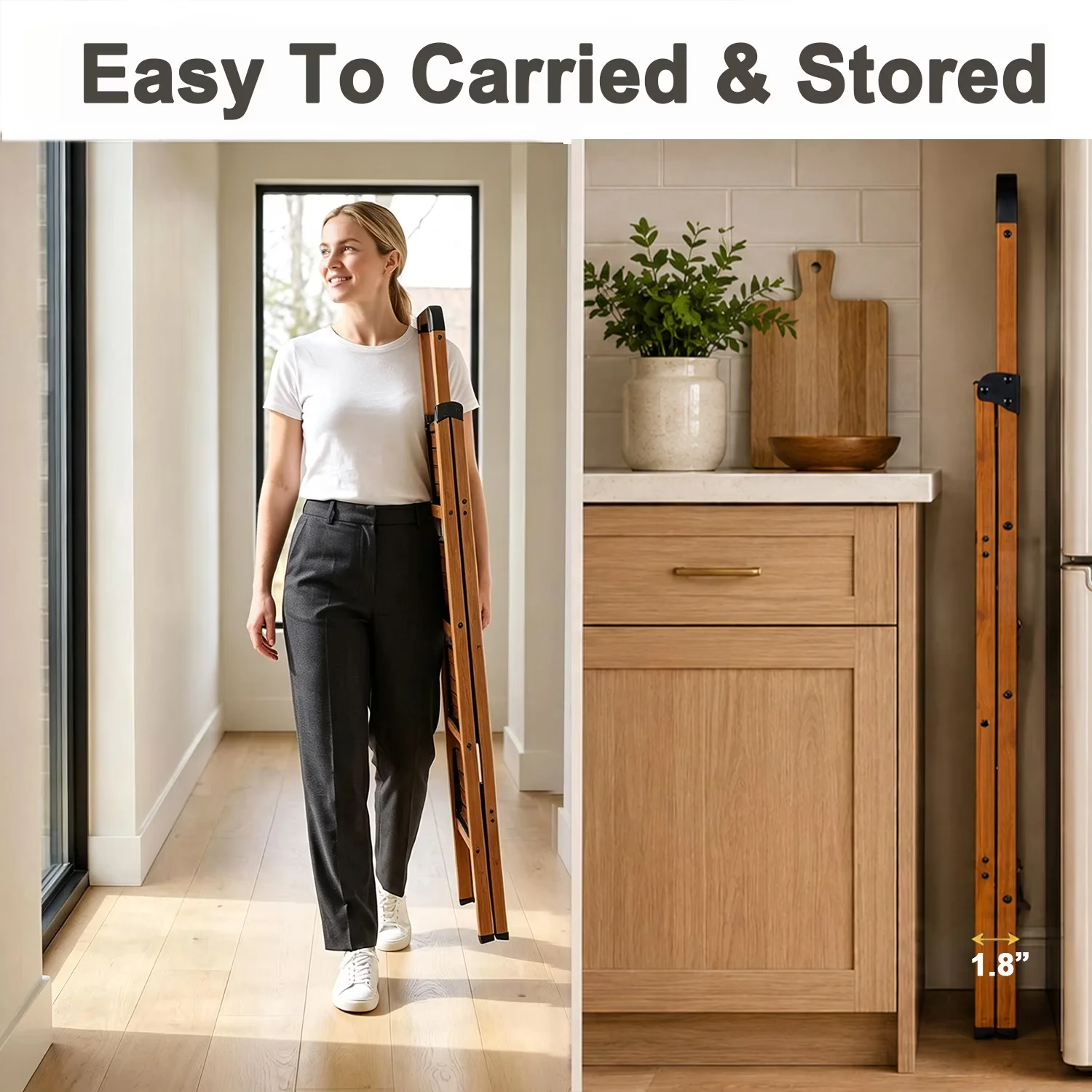 Innovative Ladders And Step Stool with Collapsible, Easy To Clean - Aluminum Brown Model A02CA2