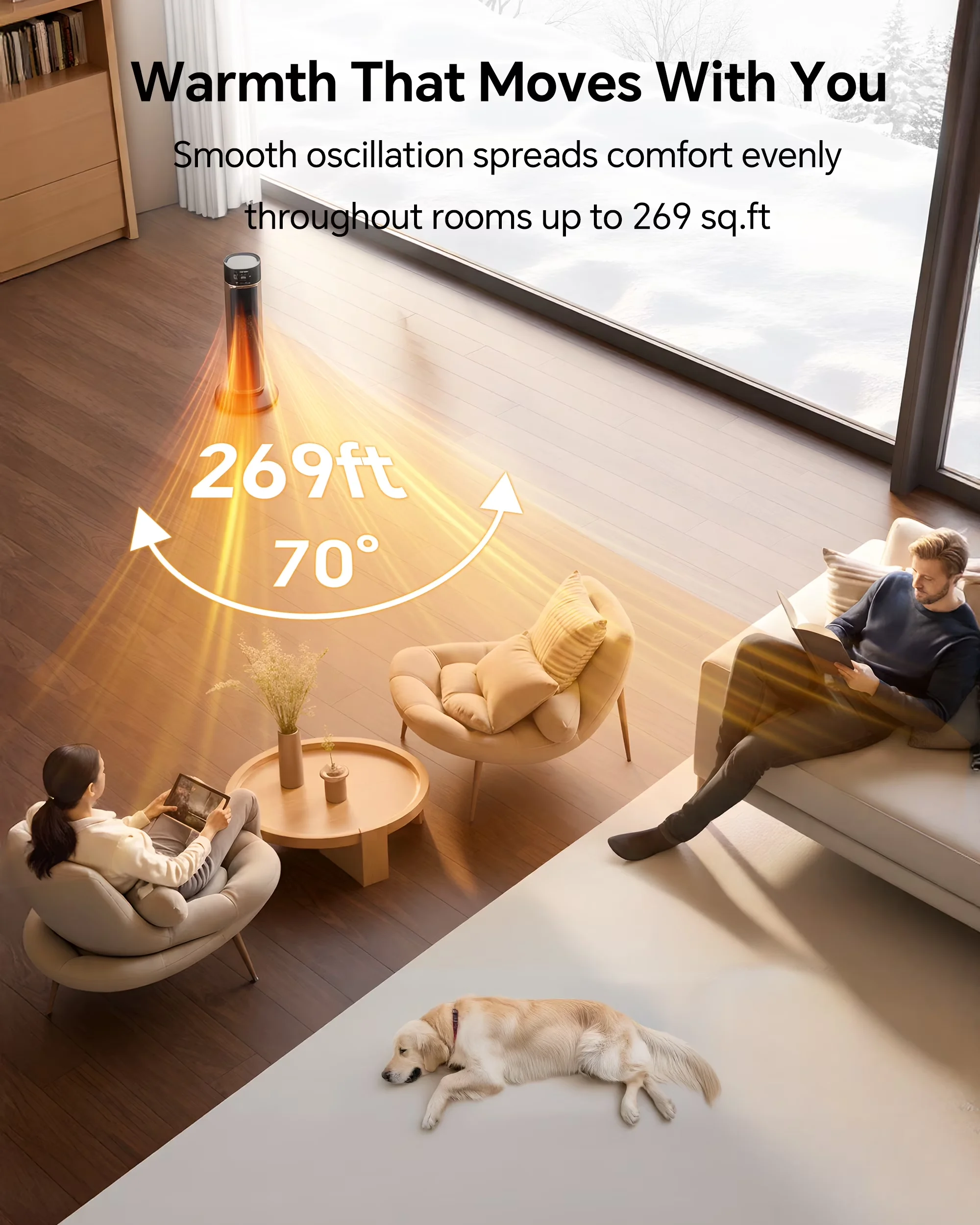 Durable Portable And Electric Space Heater with 1500W, Temperature Controlled - Black Model BC8352
