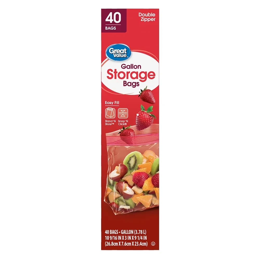 Moving Innovative with Self Standing, Label Panel, Gallon Double Zipper Storage Bags - Plastic Clear Model 428211