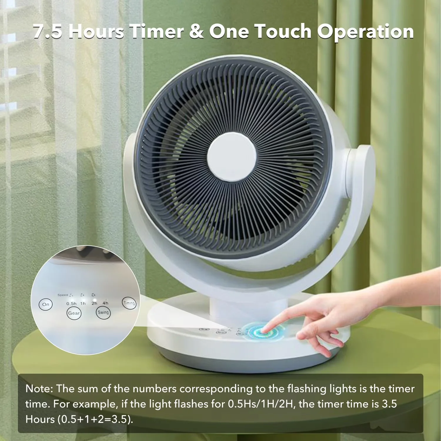 Fans In Cooling Classic with Oscillating, 2.Blade Material: Plastic, Desk Fan With 3 Speeds & Timer - White Plastic Model 7DD01B