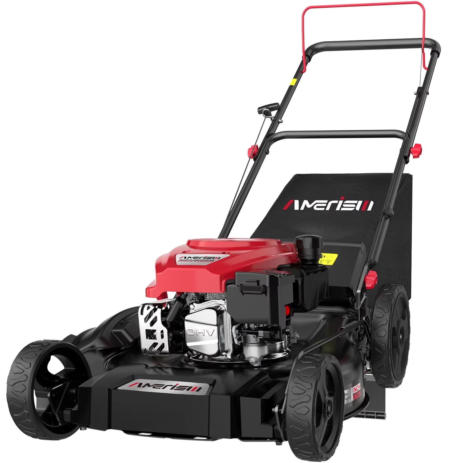 Stylish Push Mower with Bagger, Mulching, 21" 144cc Gas Lawn - Black - Low Maintenance Model 715679