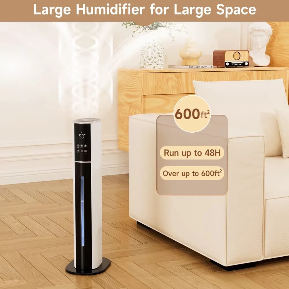 Humidifier Durable with Timer, Adjustable Humidistat, Remote Controlled - White for Bedroom, Home Model CBB417