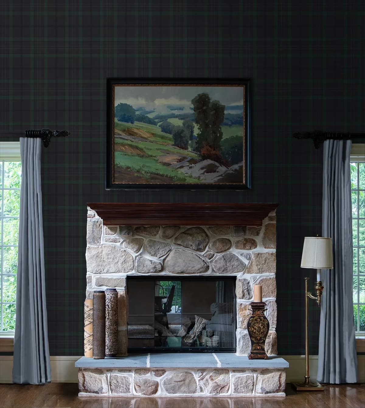 Durable Wallpaper with Removable - Dark Blue & Evergreen Vinyl - Quality Construction Model 9336E3