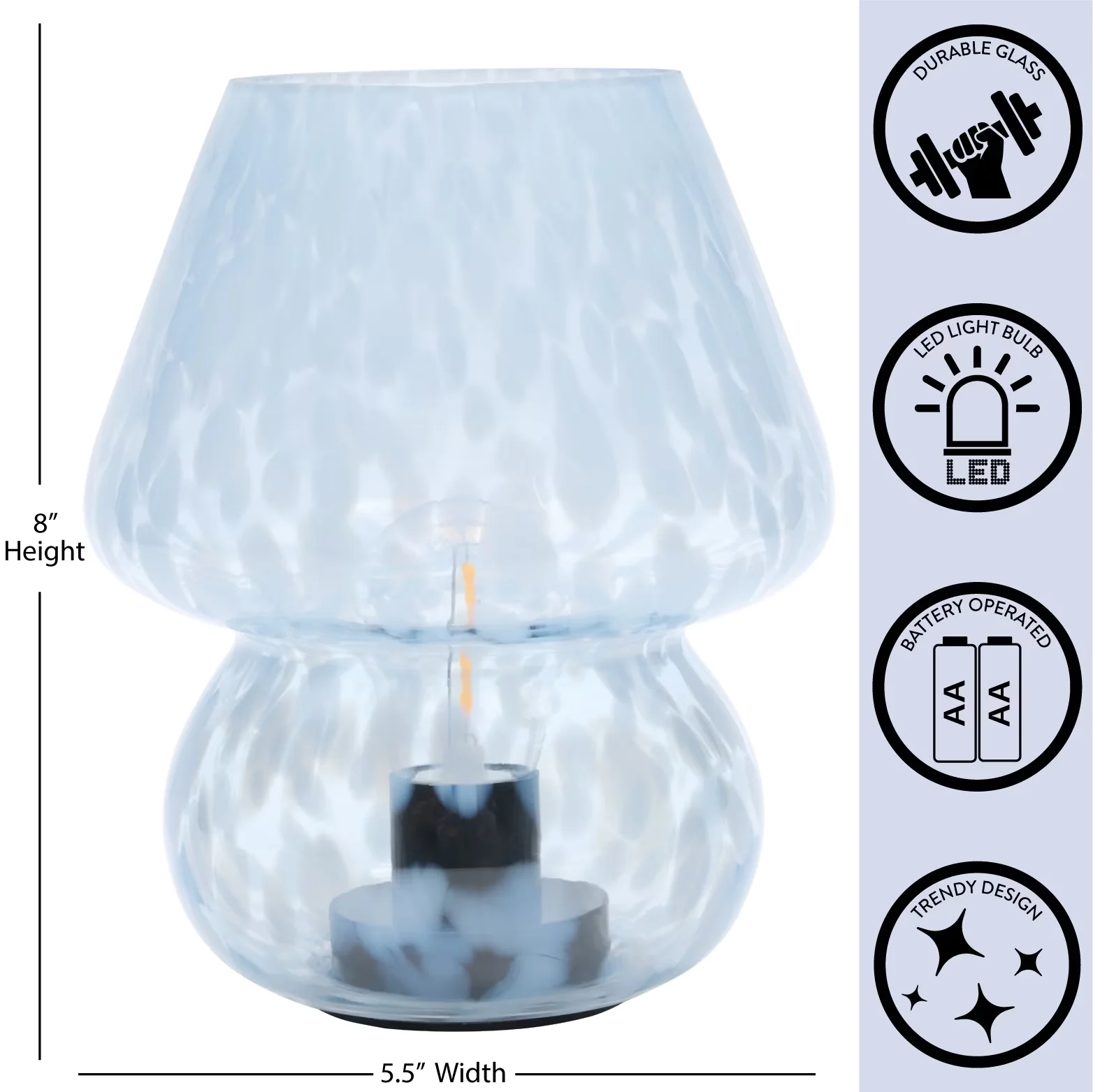 Compact Lamp with LED, Battery, Energy Efficient - Glass Multicolor Blue Model EF5741