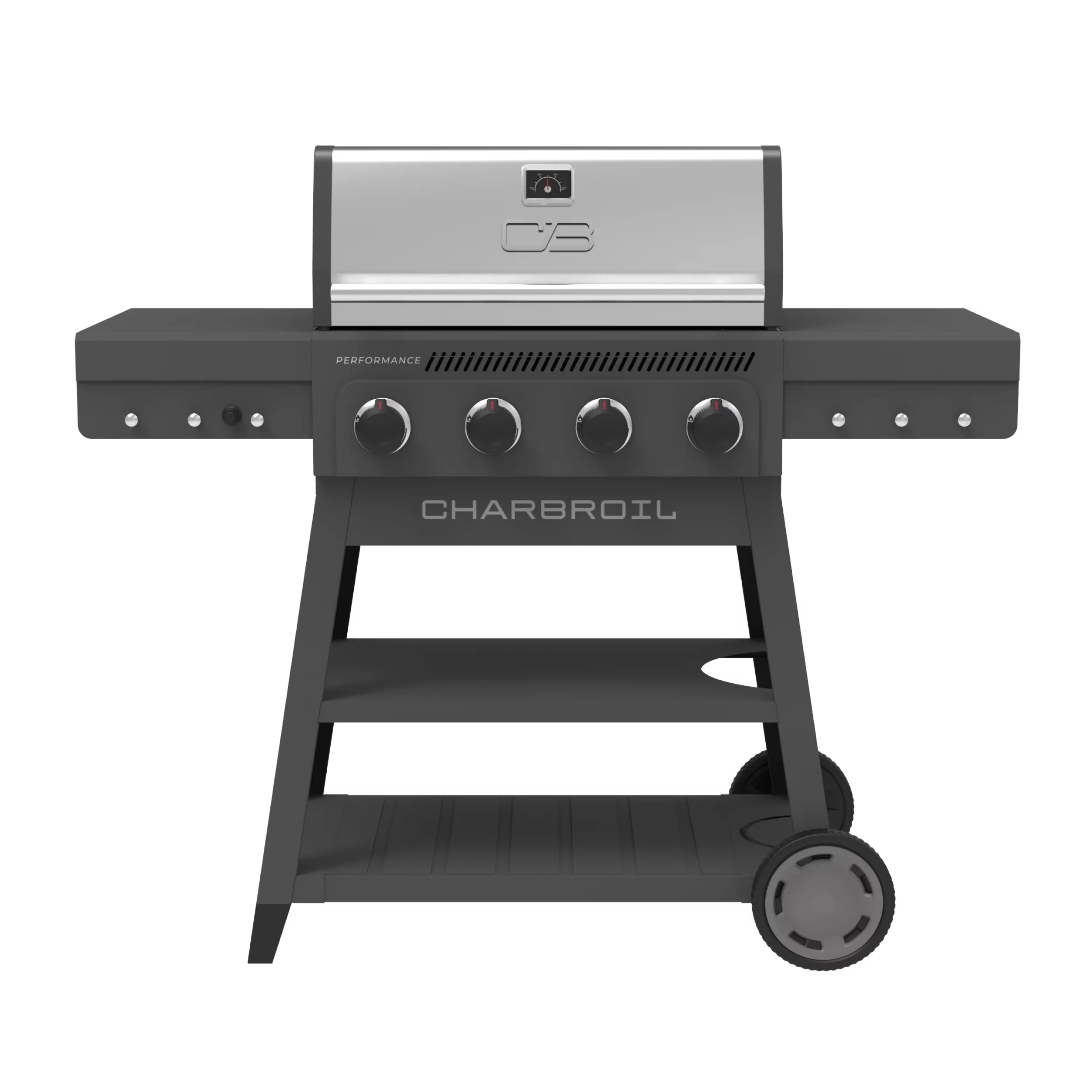 Modern Gas Grill with Tool Holder, Warming Rack - Silver Heavy Duty Steel Model 2CA364