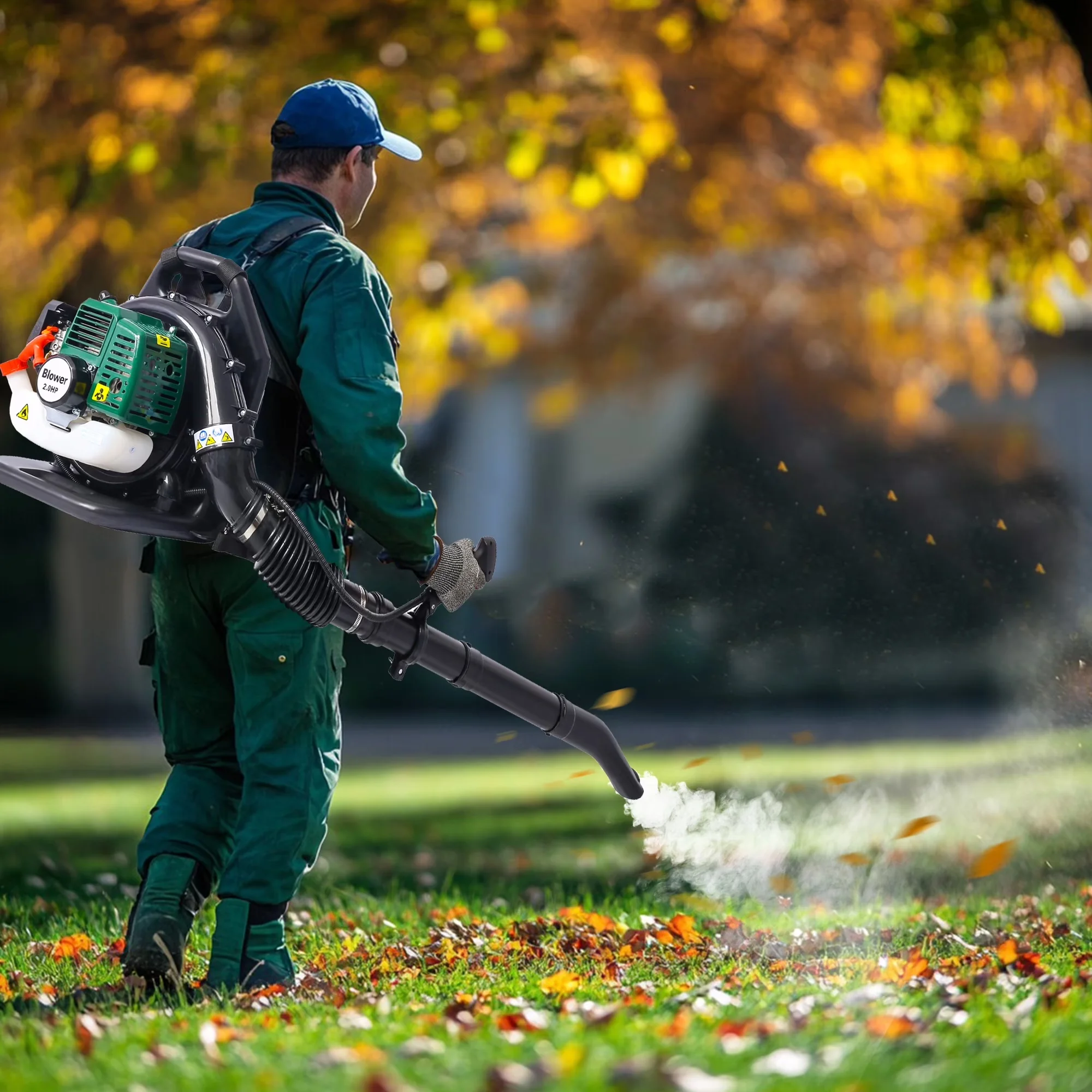 Efficient Leaf Blower with Adjustable Handle & Extended Tube, Backpack Gas Powered 52CC - Model A12ACC