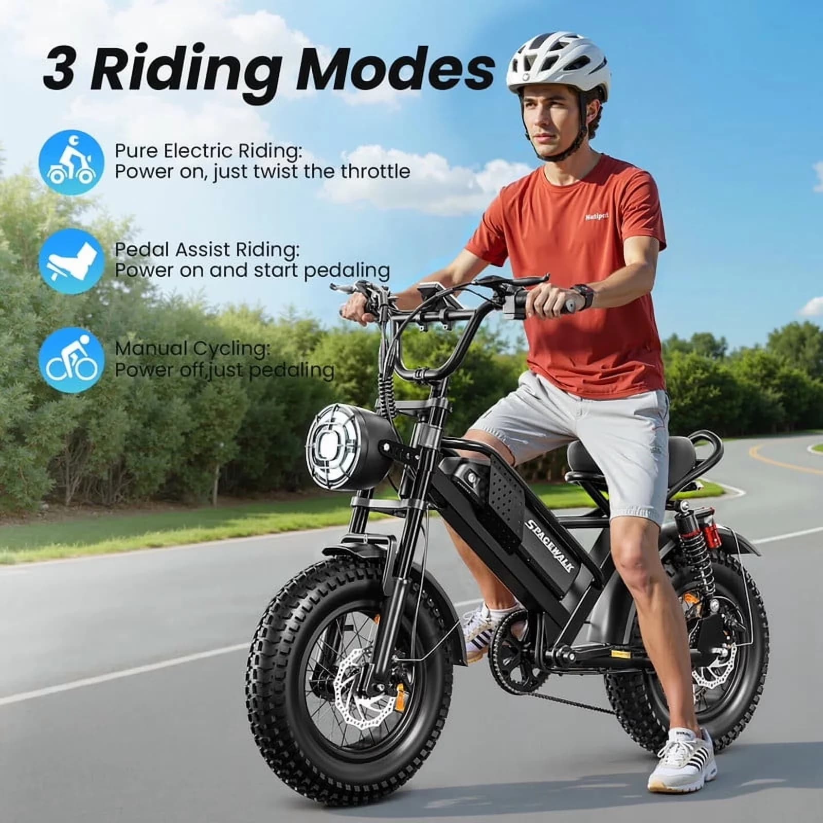 Sleek Electric Bike with Battery, 750W, 21.7MPH Spacewalk 16" Fat Tire - M6 Model 7691E0