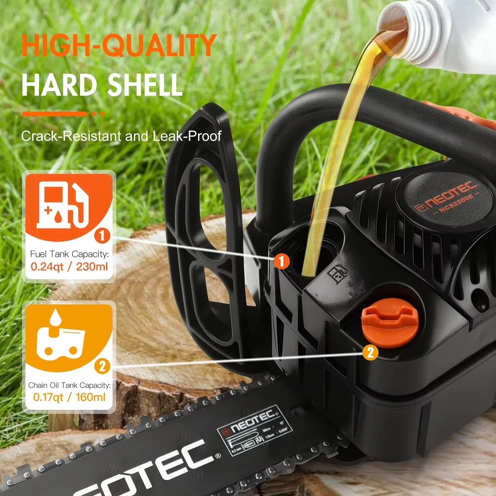 Modern Chainsaw with Anti-Vibration, 25.4CC Gas, 2-Cycle Handed Petrol Chainsaws - Model 421BCC