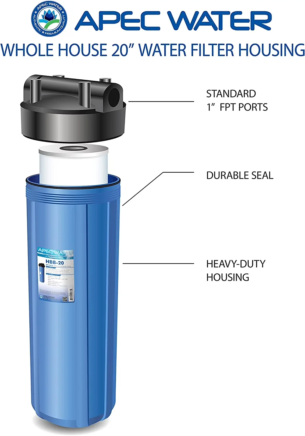 Classic Water Filtration with Housing only, filter is sold separately - Polypropylene Model 26897D