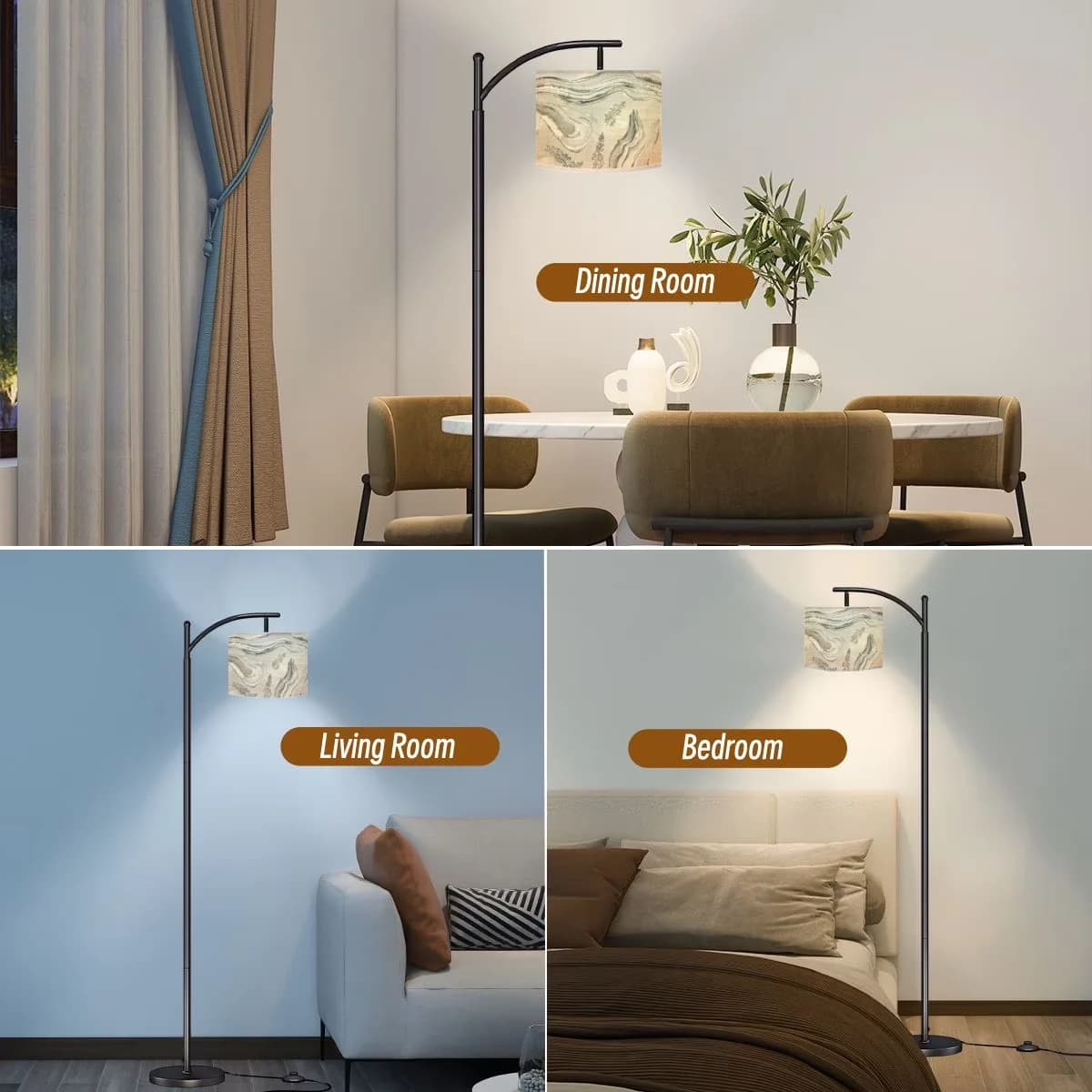Floor Lamp Premium with LED, Arc, Modern - Metal Silver Lamps - Low Maintenance Model DFC129