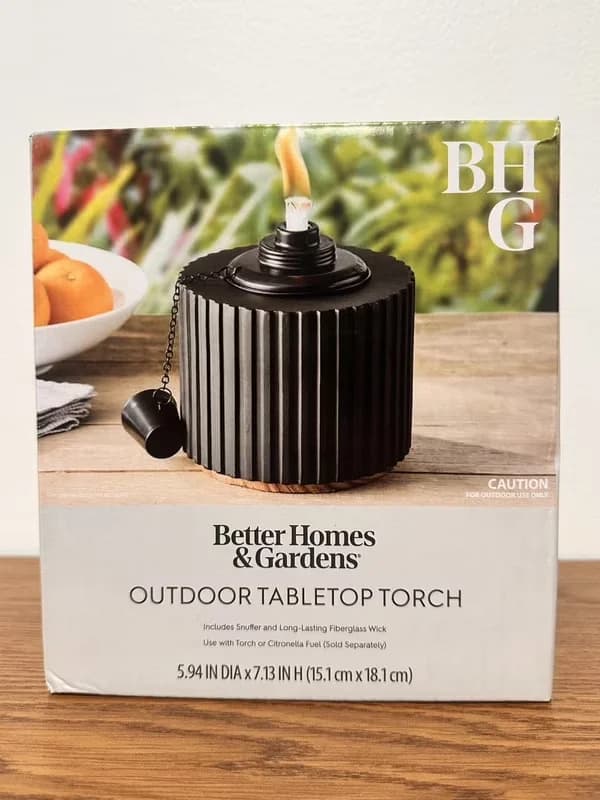 Outdoor Heating Professional with Includes metal snuffer cap, Tabletop torch made from concrete - Black Metal Model 639576