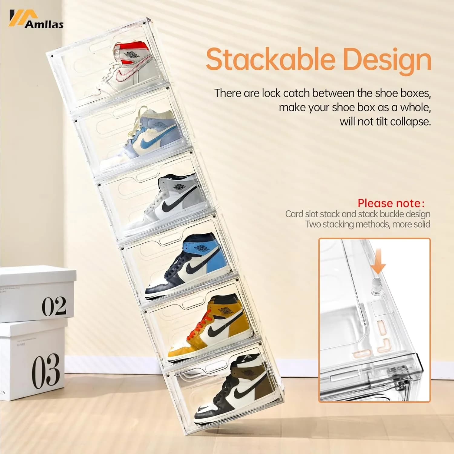 Innovative Garage Storage Supply with Stackable, Lids, Large Shoe Organizer - Clear Plastic Model 4E550D