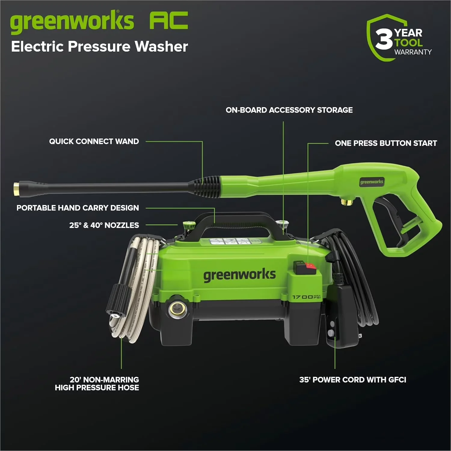 Durable Pressure Washer with Quick Connect Tips, Ideal for Outdoor, Small - Model 759230