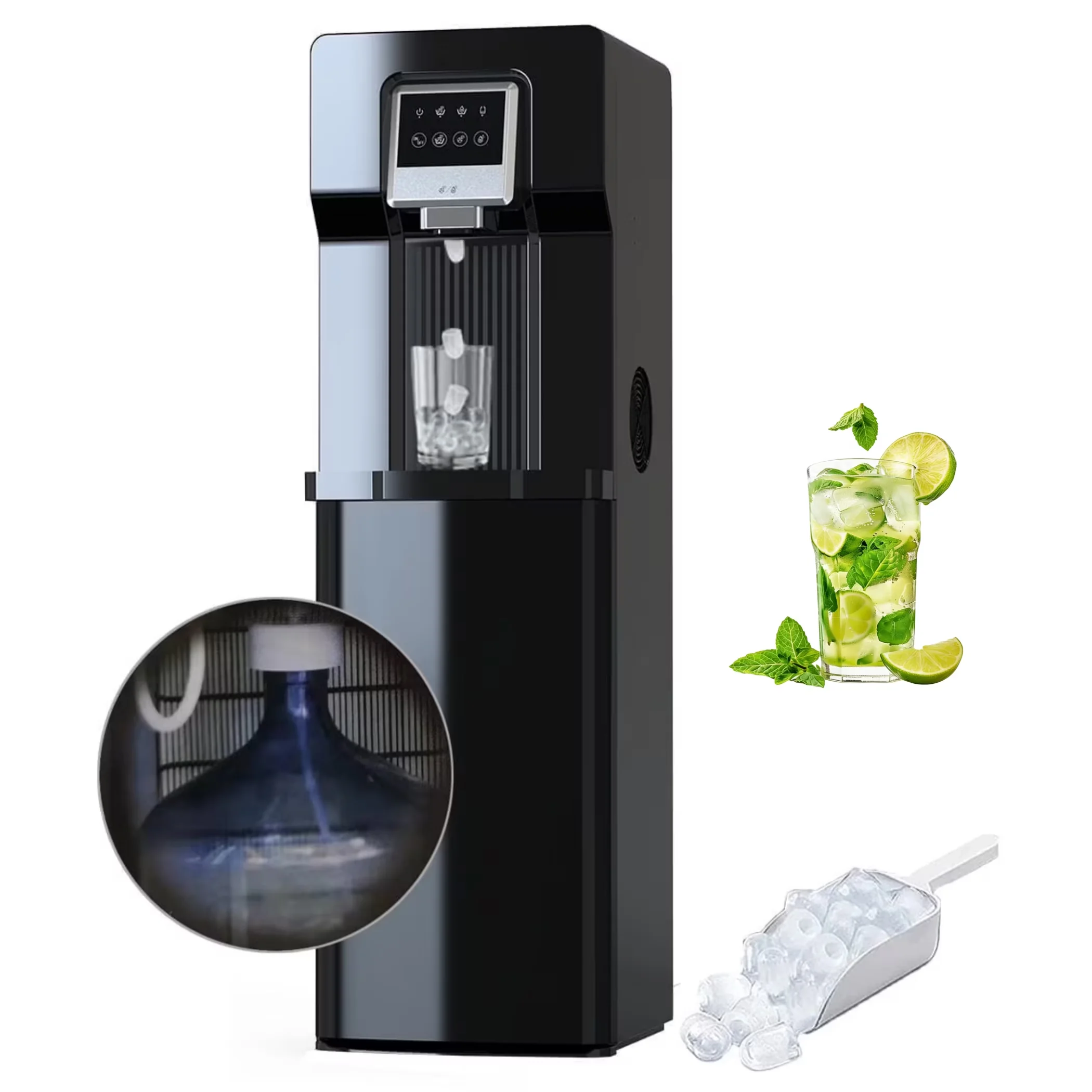 Sleek Water Filtration with Energy Saving - Black Plastic Dispenser - Reliable Performance Model D00021