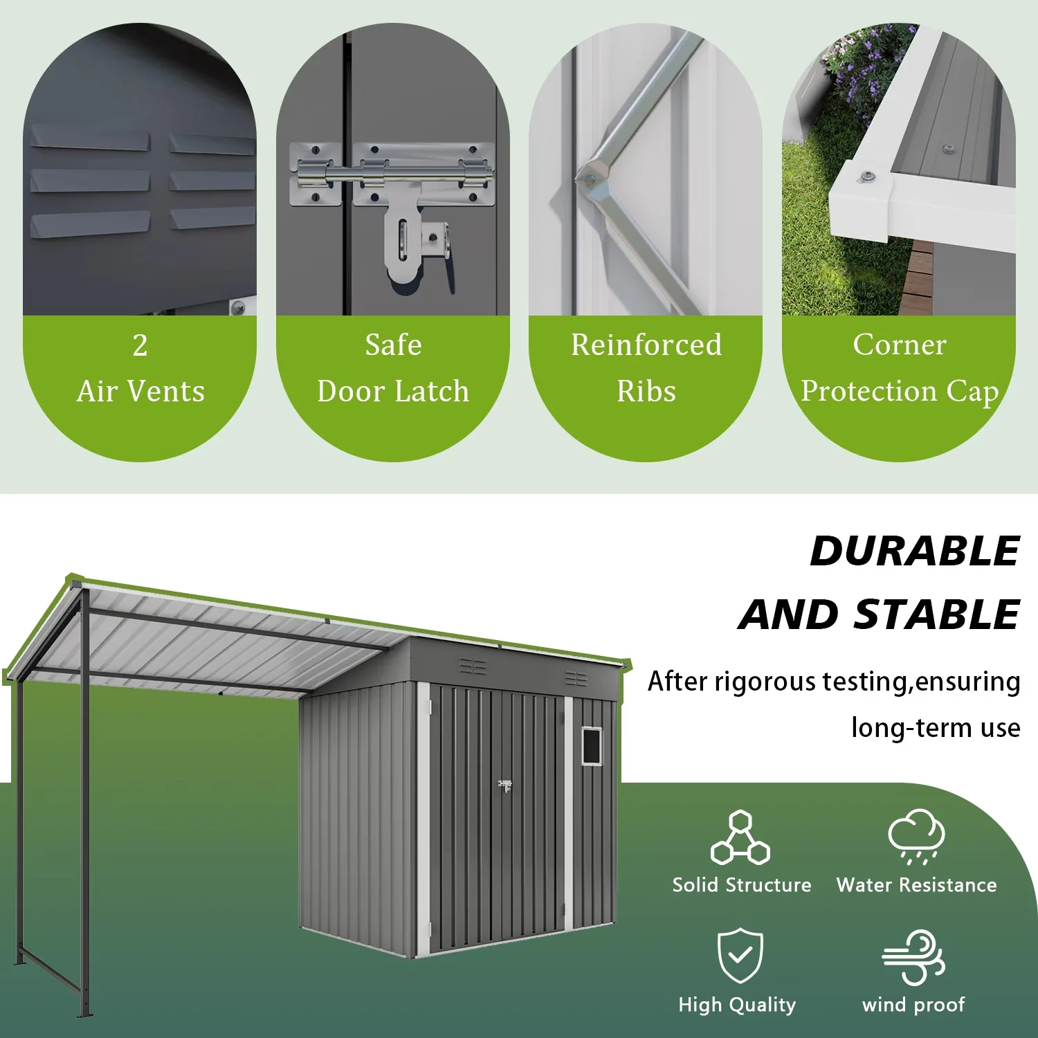 Shed Classic with Uv Resistant, Rot Resistant, 6x4 ft Outdoor Storage & Gazebo Combo - Metal Gray for Patio Model 292883