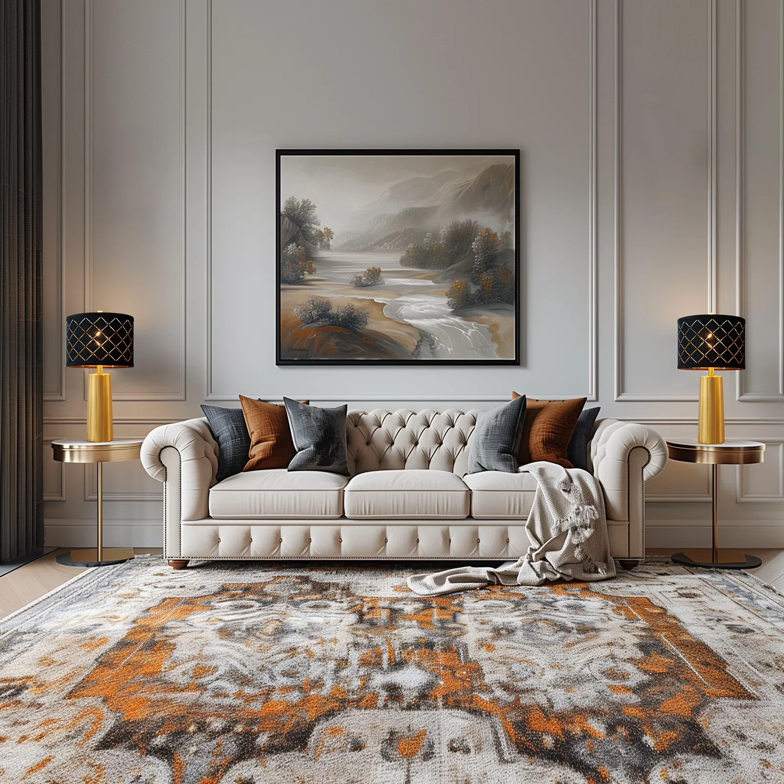 Stylish Table Lamp with LED, Modern, Energy Efficient - Gold Resinous for Living Room, Bedroom Model 0AA9E3