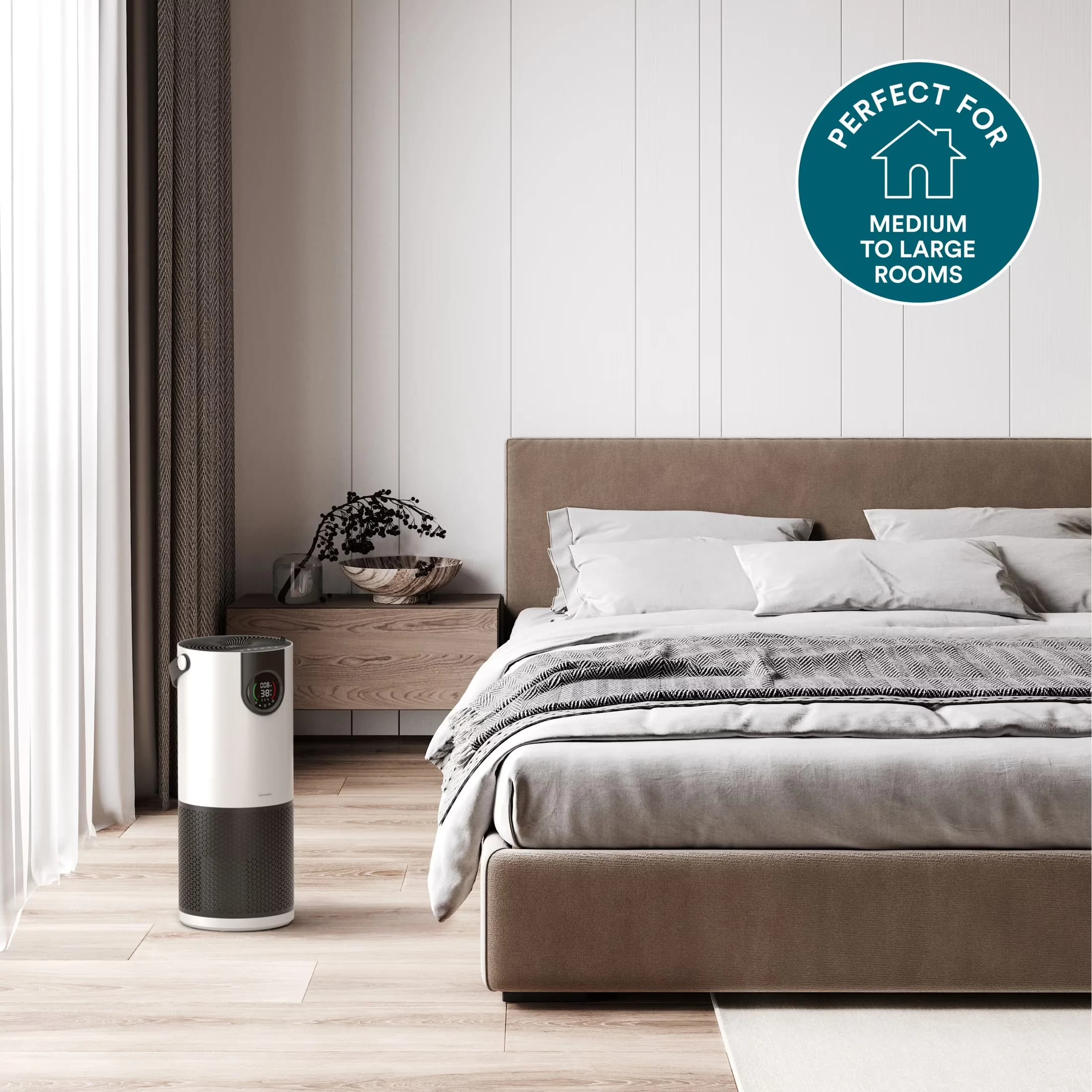 Versatile Air Purifier with Variable Speed, Automatic Shut-Off - White Model F82684