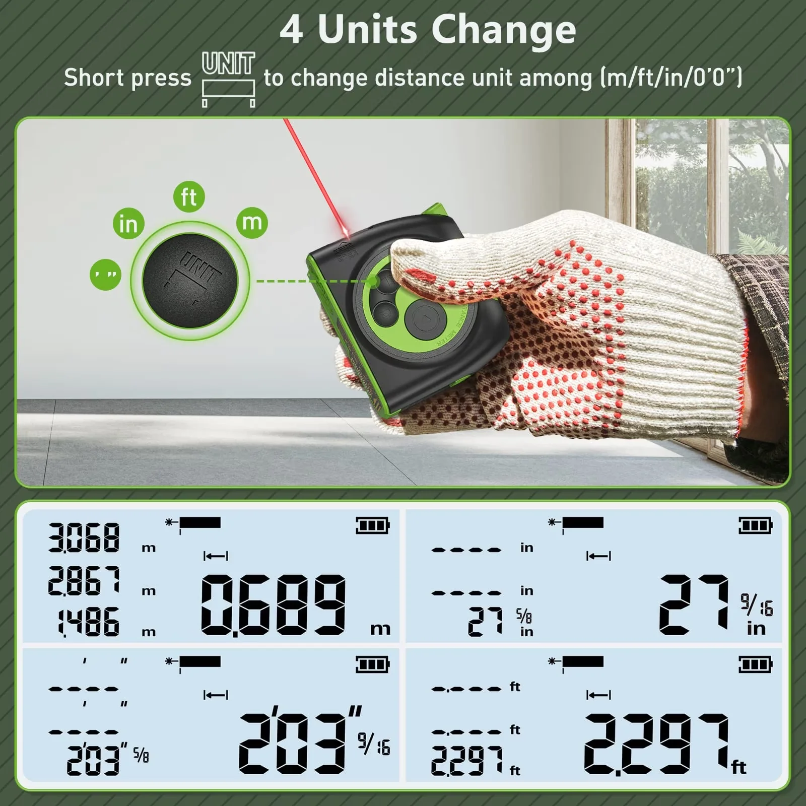 Reliable Measuring Layout with Battery, Easy Operation, Backlit LCD -Pythagorean - Abs Model 460417