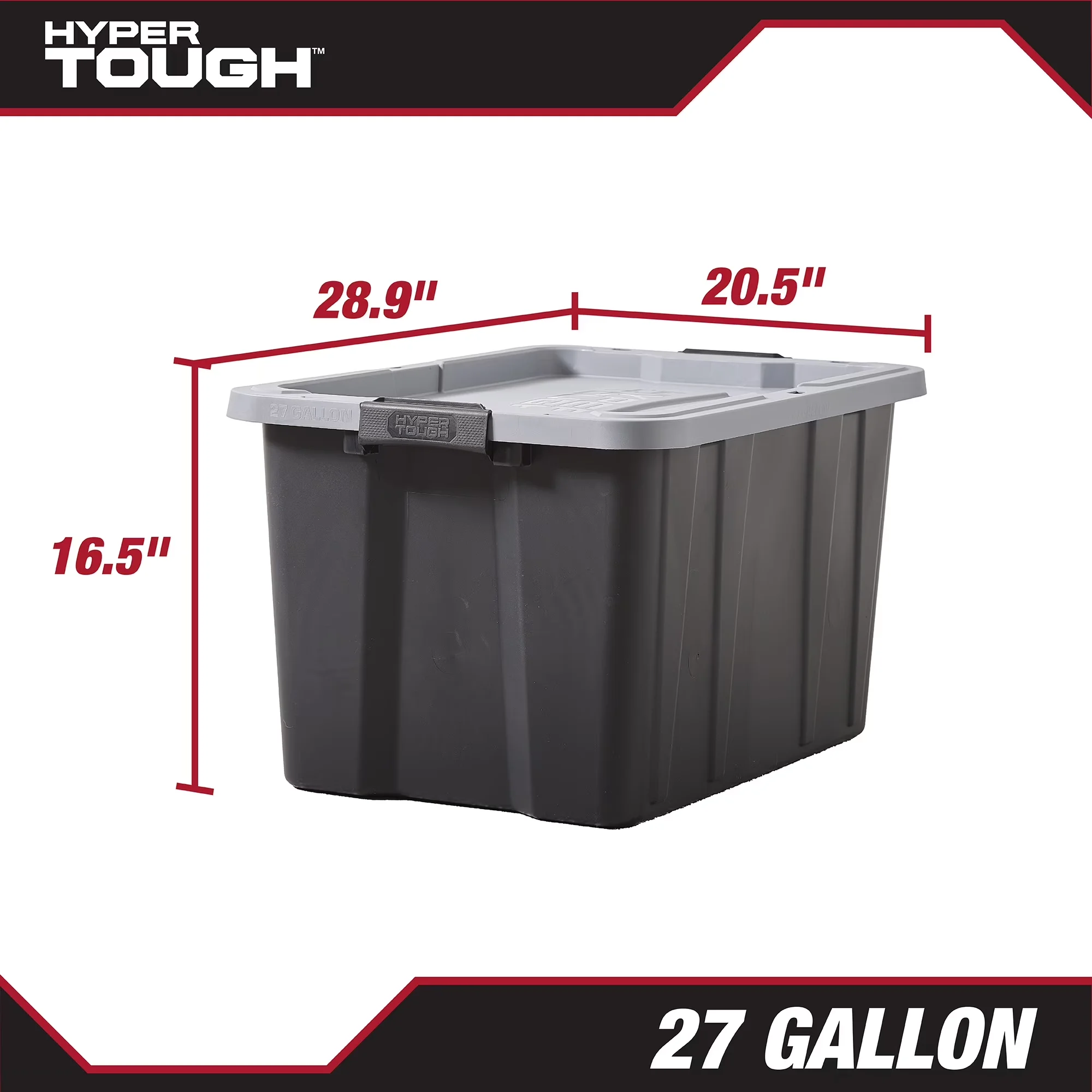 Premium Garage Storage Supply with Stackable, Black and Gray, Latch Lid - Black Plastic Model 87A5BB