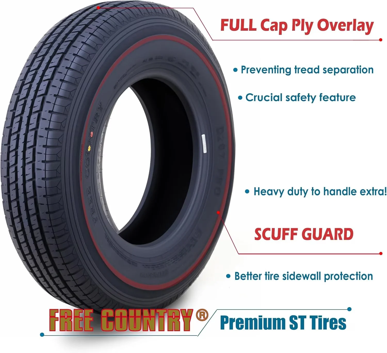 Trailer Tire Essential with Durable Construction, SET 2 - ST175 for Multiple Applications Model 6368CE