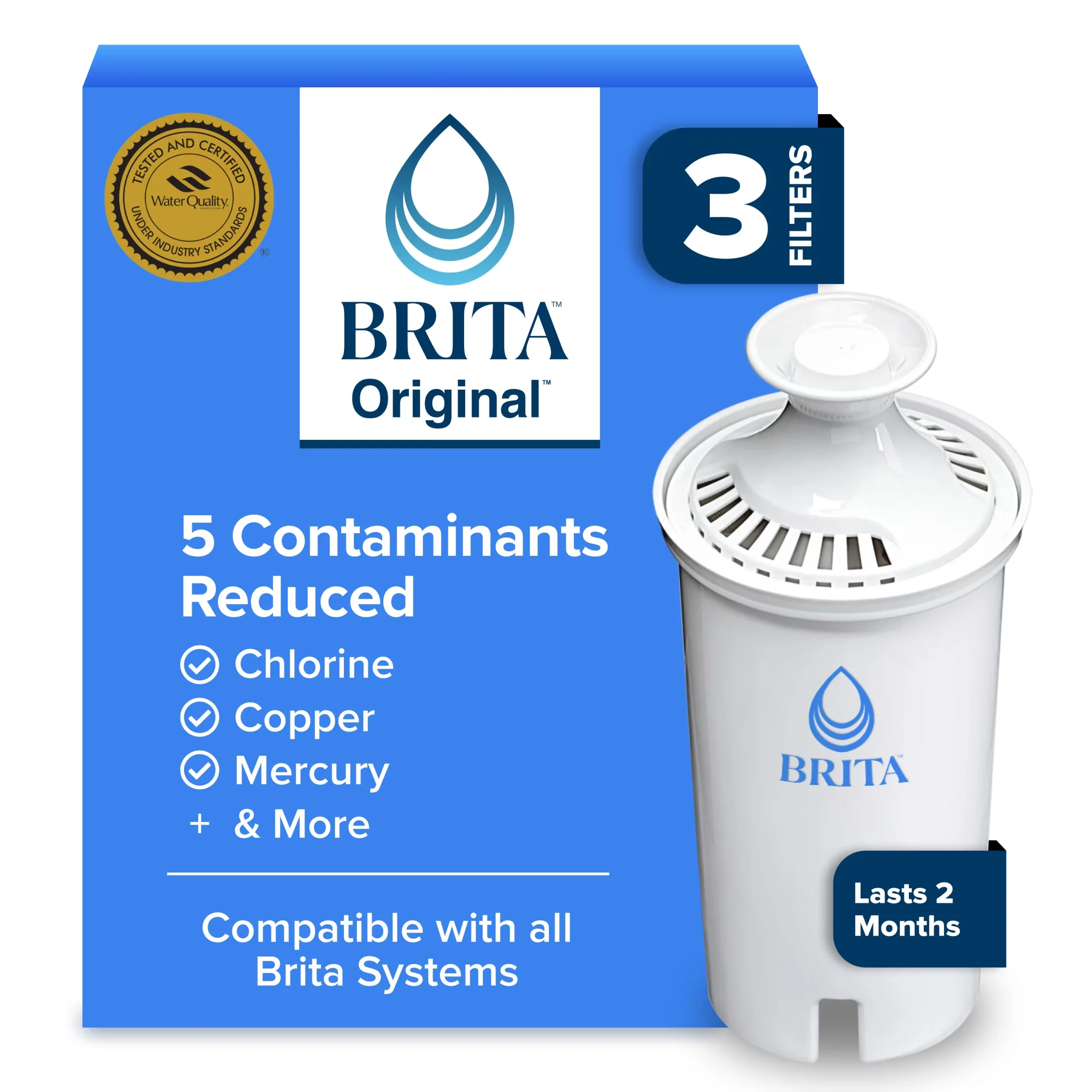 Durable Water Filtration with Standard Replacement Filter, Compatible - 3 Pack Model AA36BC