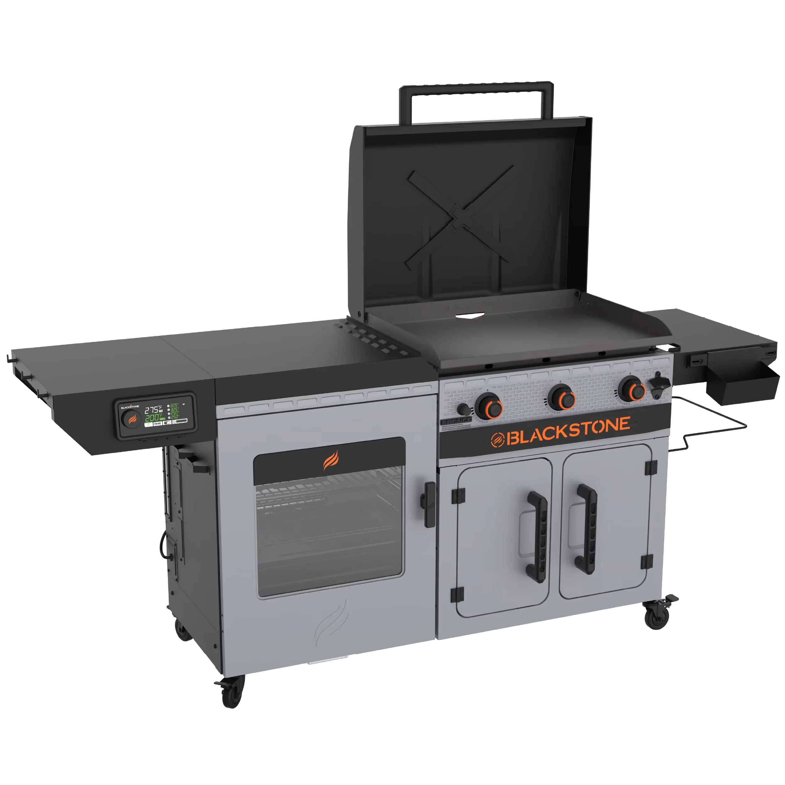 Flat Top Grill Reliable with Tool Holder, Grease Pan, Enclosed Cabinet - Steel Model E6CAA5