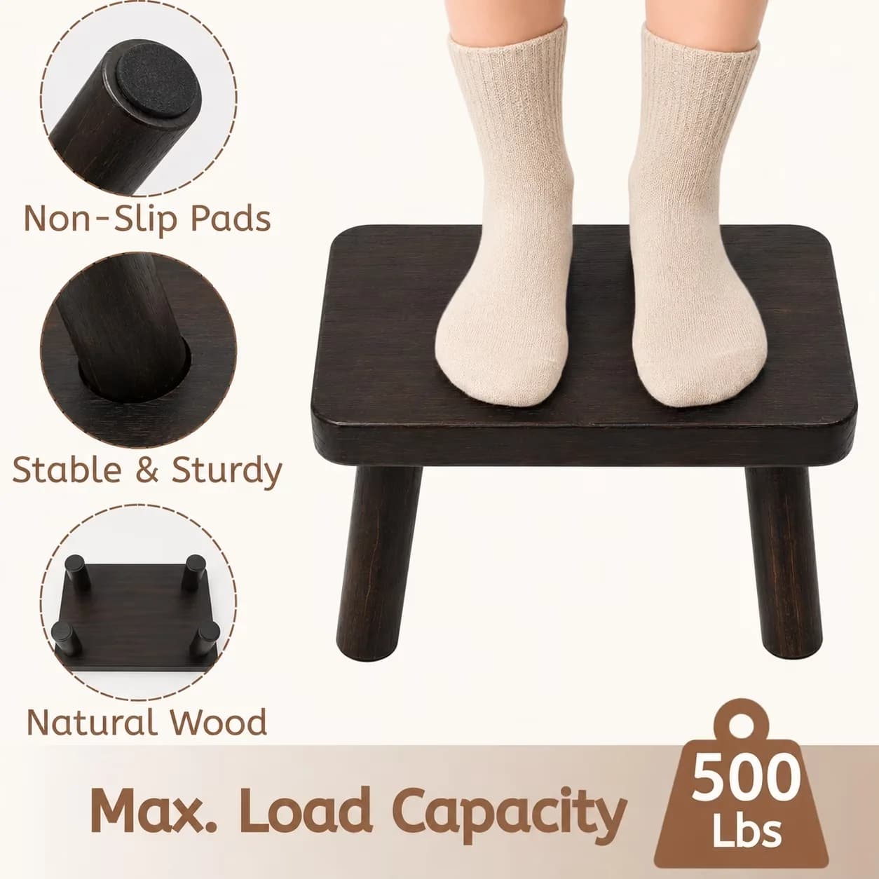 Innovative Ladders And Step Stool with Stackable, Anti-Slip, Wooden - Wood Model B7A340