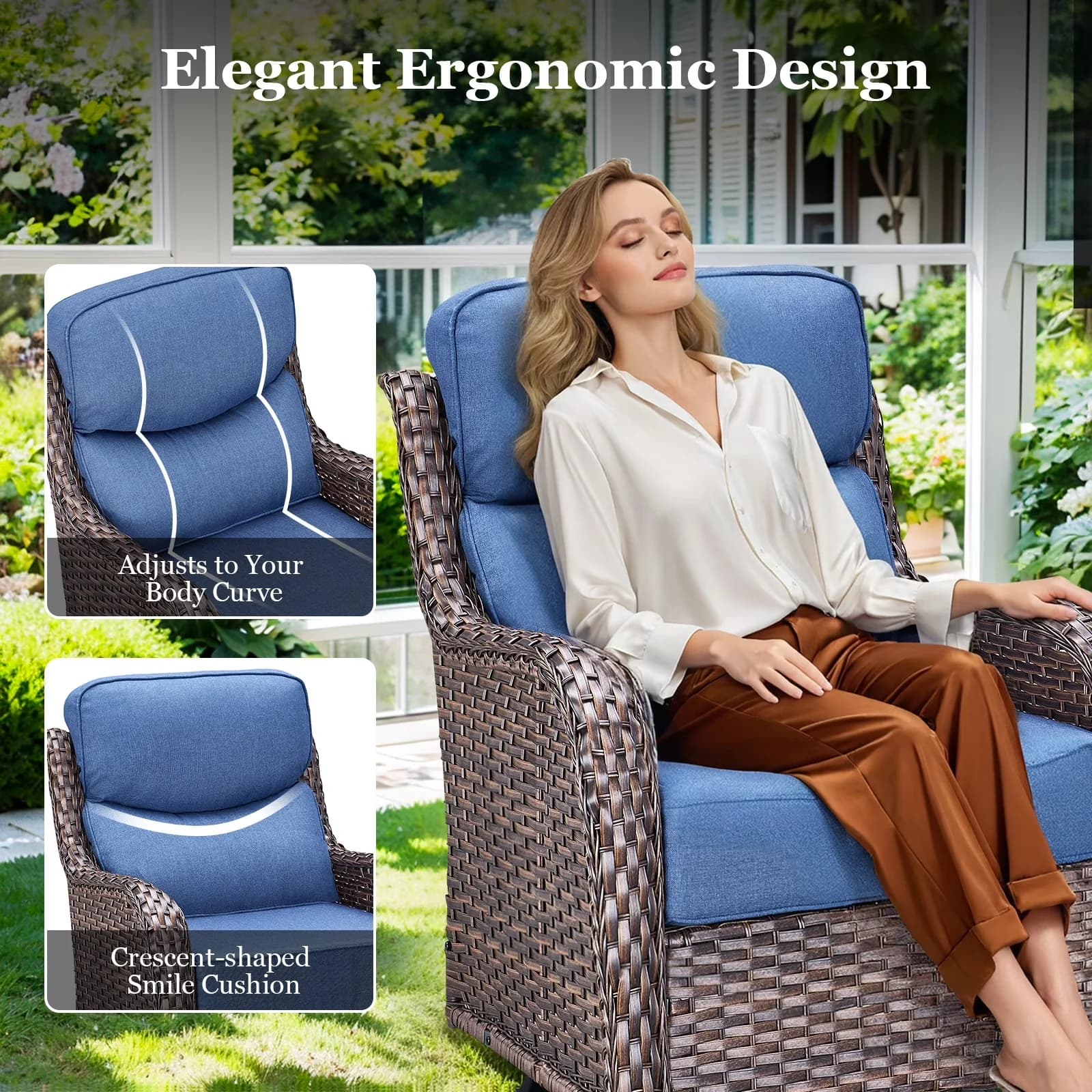 Innovative Patio Dining Set with Weatherproof, Rattan Sofa, Brown Wicker - Wicker Bworn Wicker Model 9ECB35