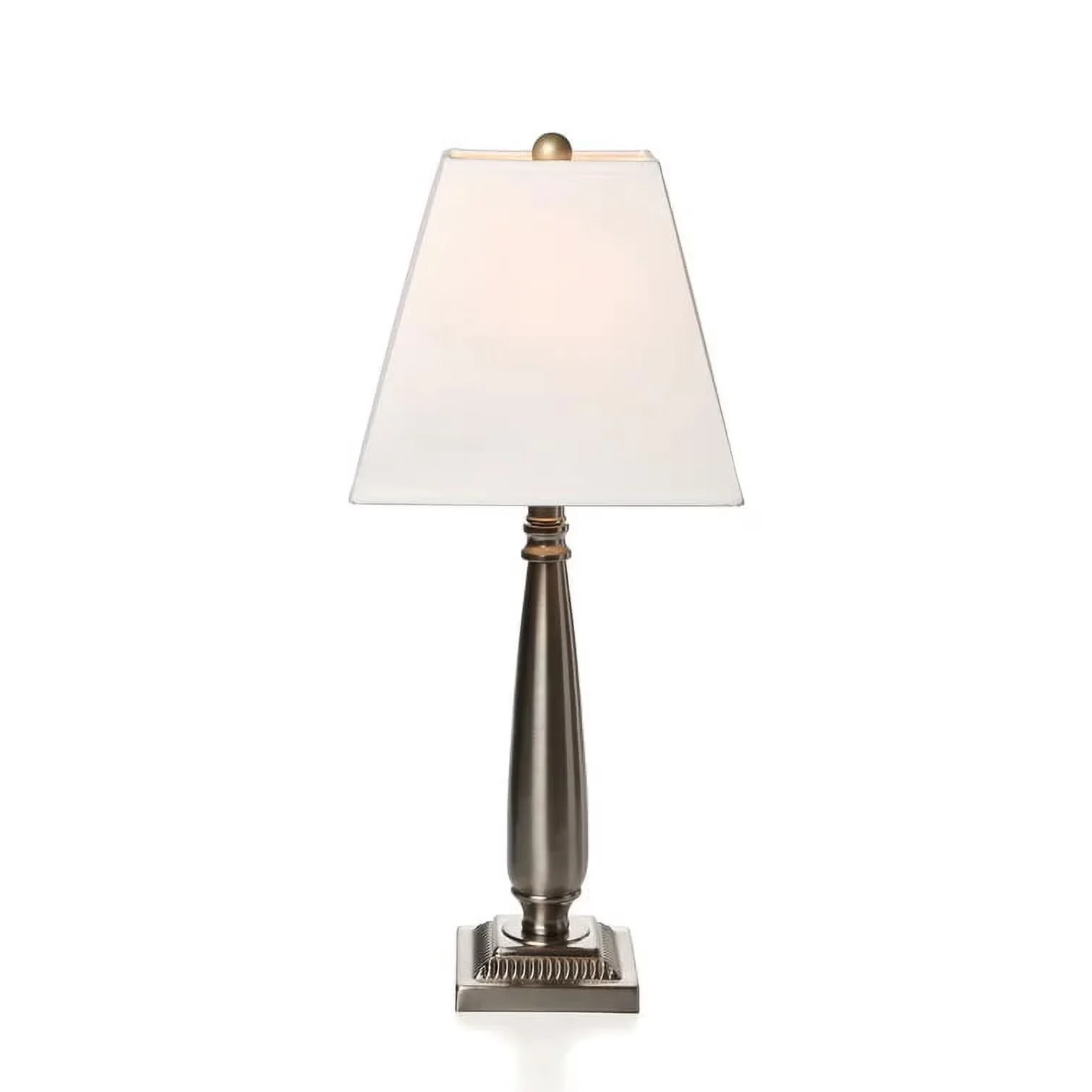 Modern Lamp Set with Incandescent, Contemporary, Materials: Metal Body; Fabric Shade - Metal Silver, White Model 91F370