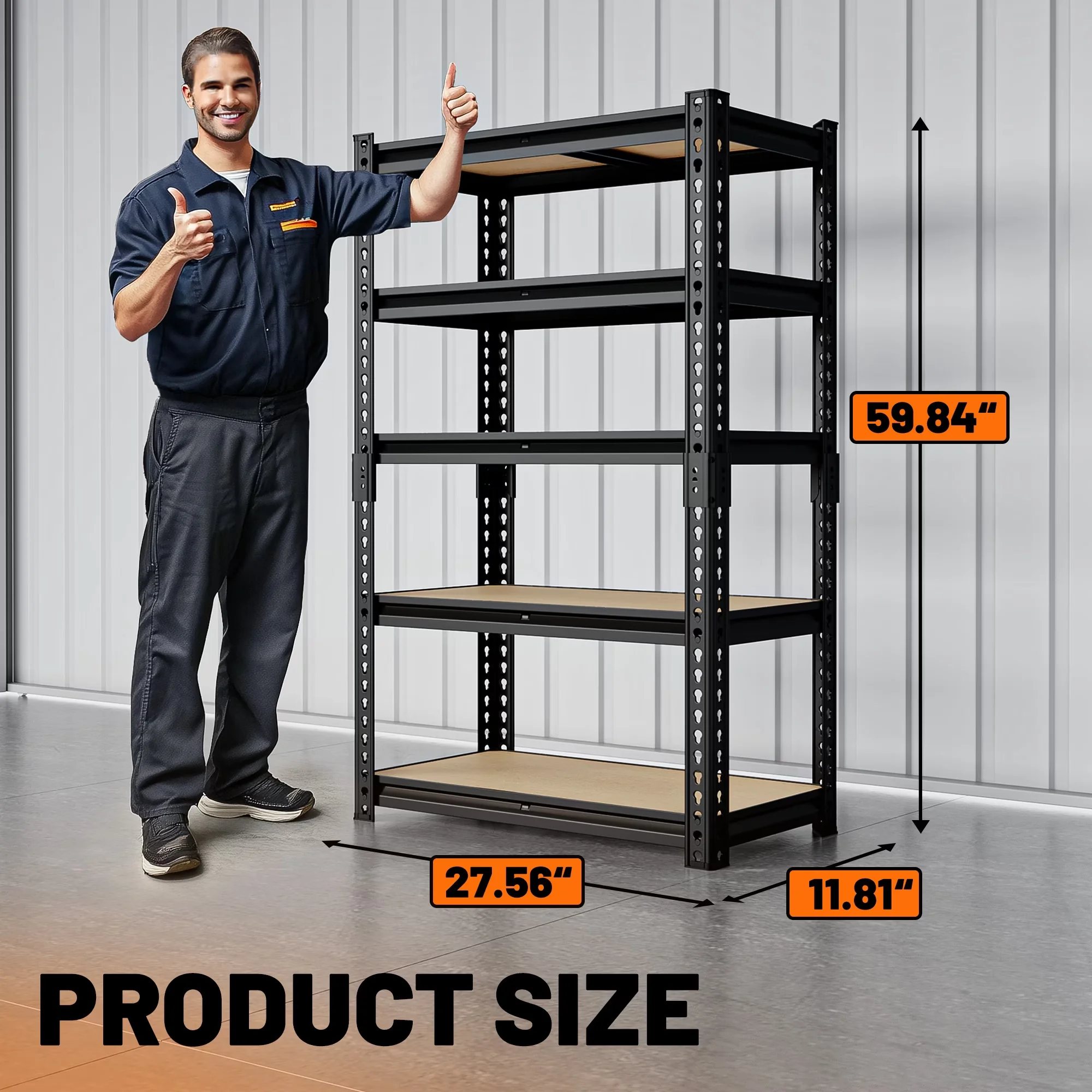 Garage Storage Supply Versatile with Adjustable, Industrial - Black Steel, Mdf Board Model 6D2269