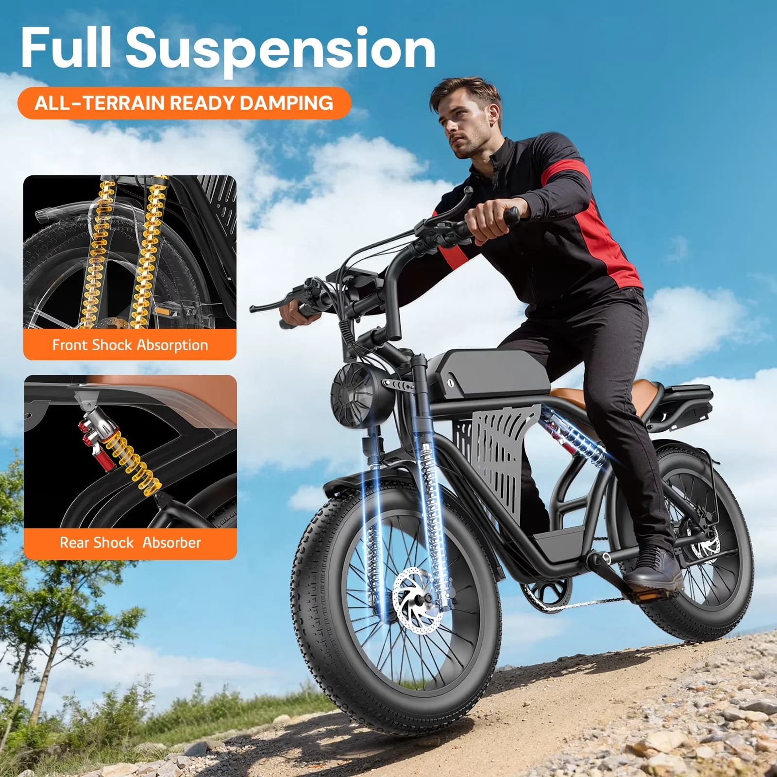 Electric Bike Reliable with Battery, 1500W - Black - Commercial Quality Model 39D39D