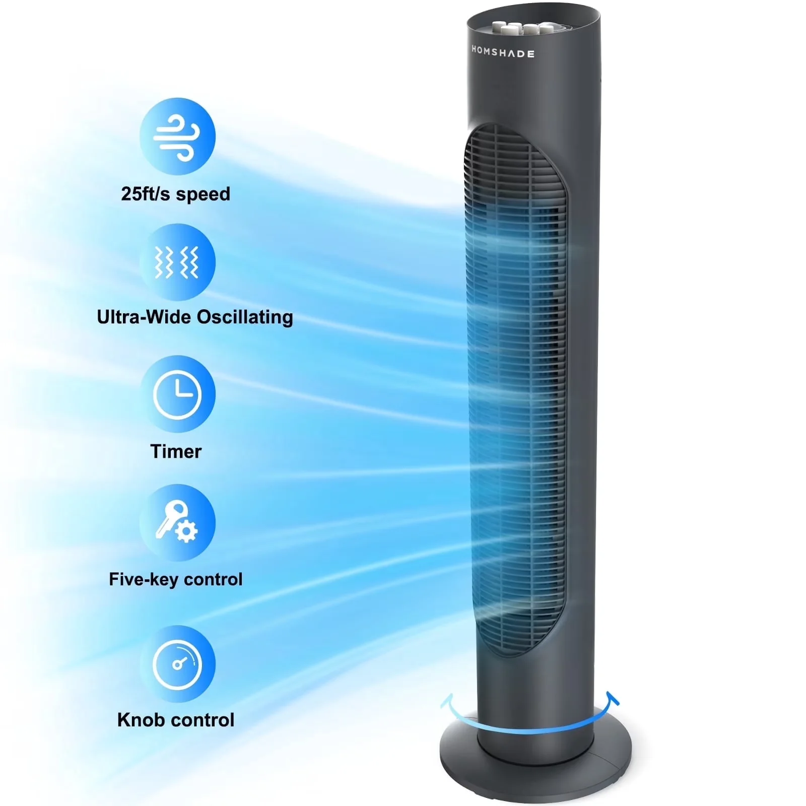Essential Fans In Cooling with Oscillating, 32" Wide Oscillating Fan, Pentatonic Button - Plastic Black for Home, Bedroom Model DCAEB4