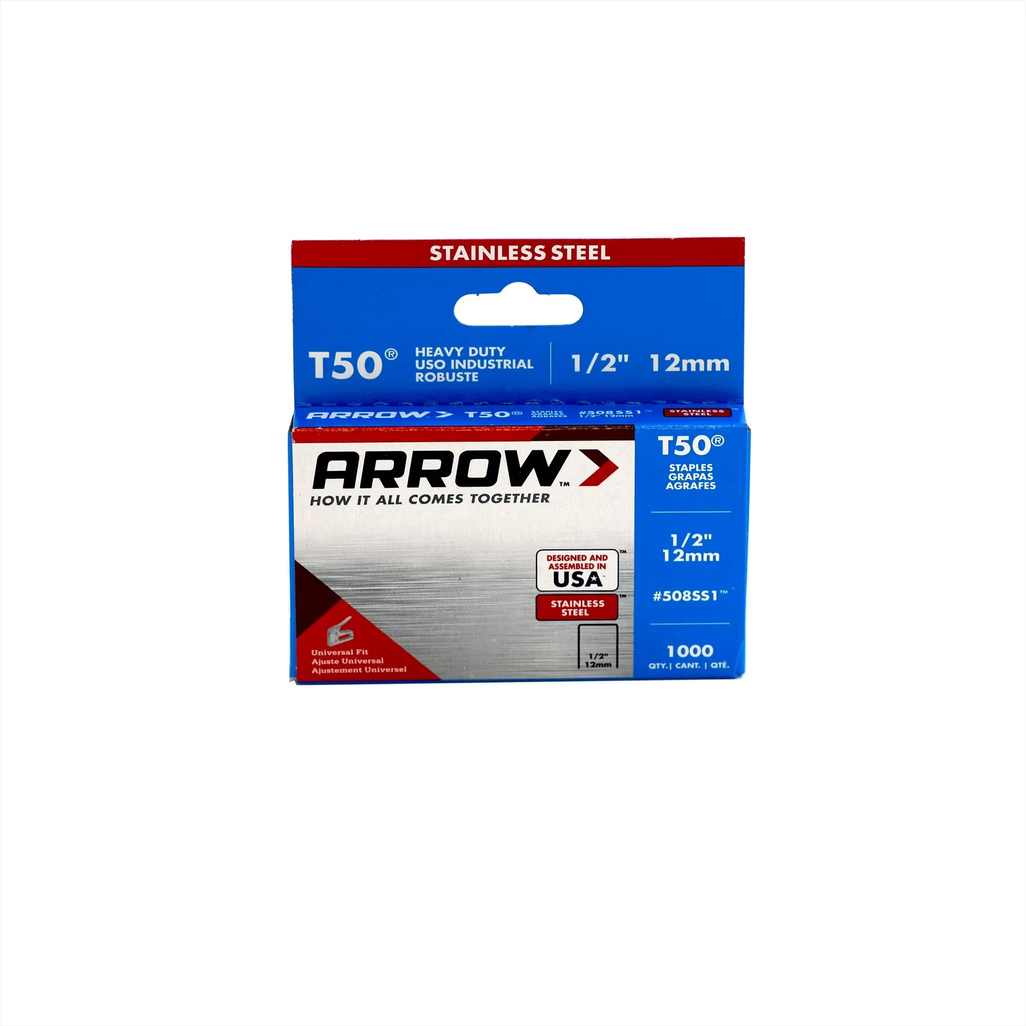 Quality Pro Tool with Durable, T50 Stainless Steel Staples 1/2 Inch - Stainless Steel 1/2" for Home Model 44690E
