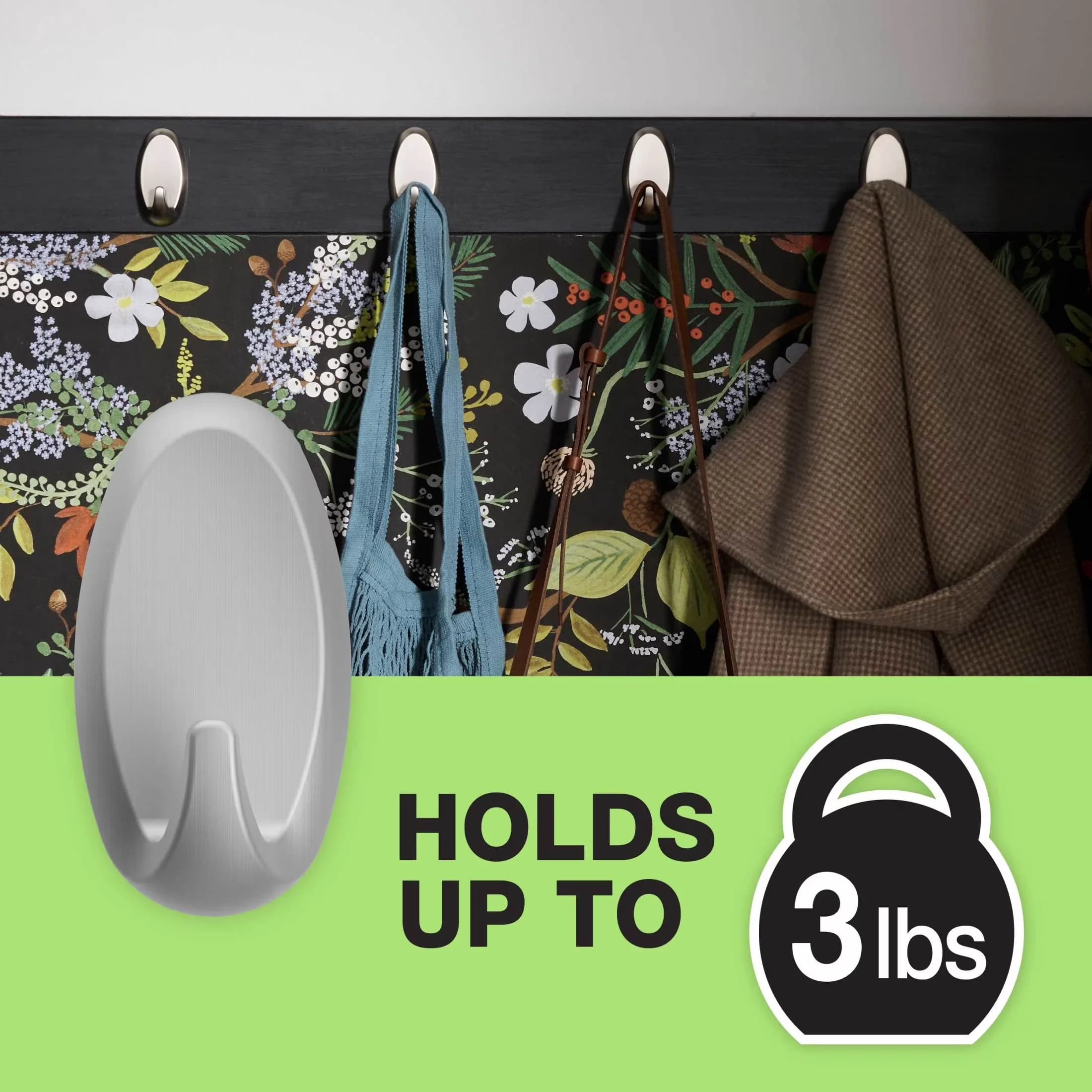 Damage-Free Hanging Modern with Easy Installation, 2 Hooks and 4 Adhesive Strips, Brand: FrogTape - Plastic Silver Model 870919